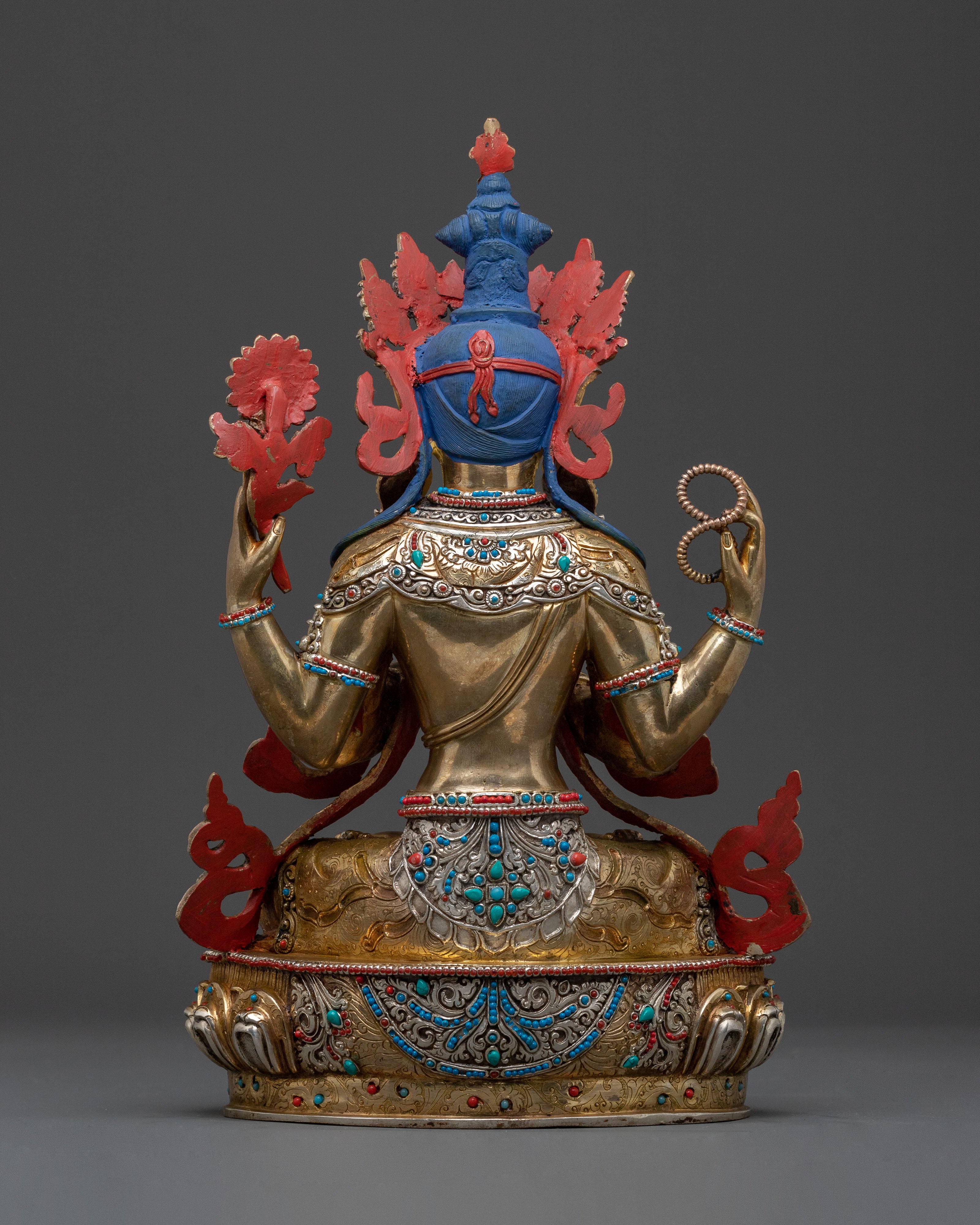 Chenrezig 24K Gold Gilded Traditional Statue | Meditation Decor