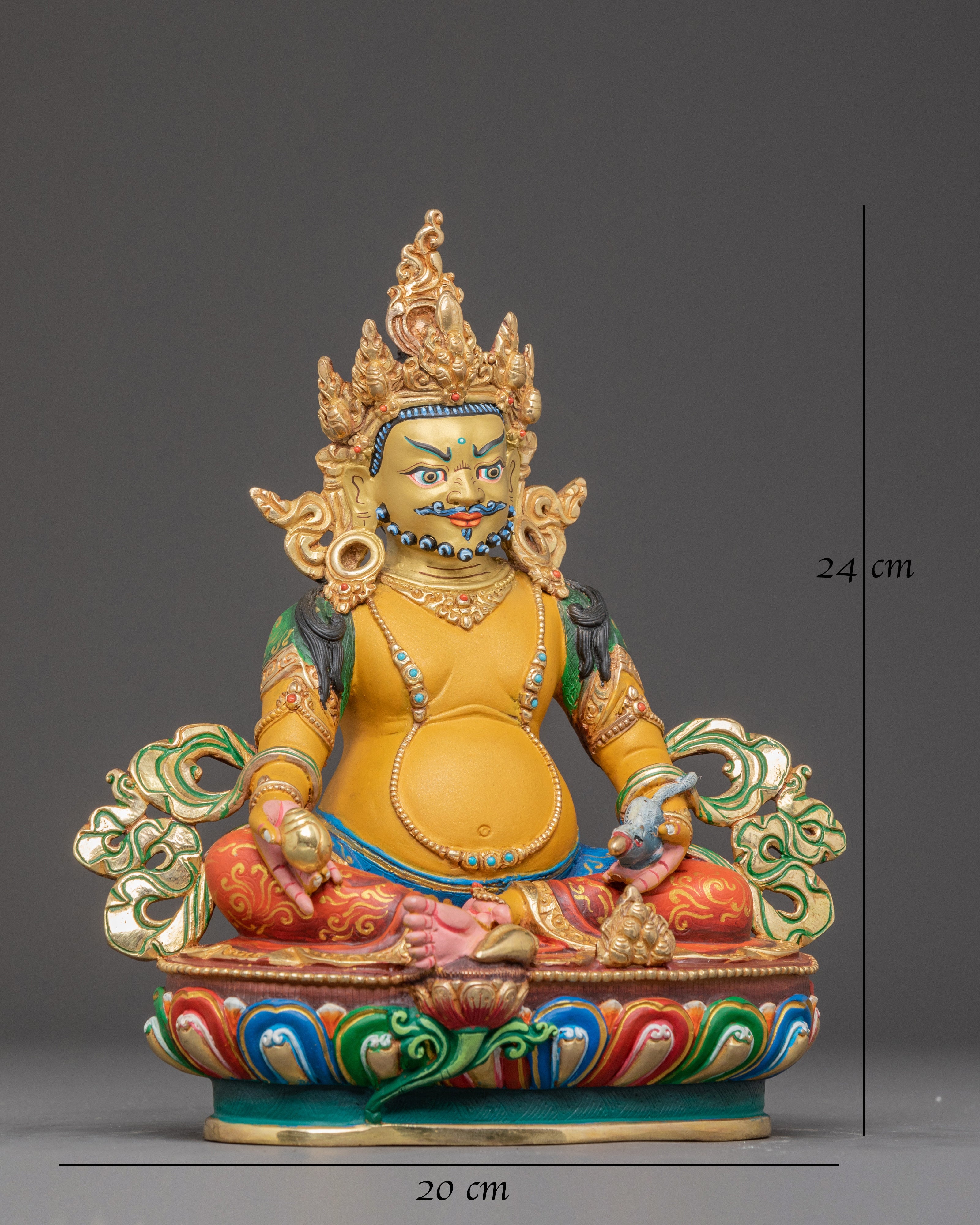 Himalayan Golden Statue of Dzambhala | Wealth Deity Figurine