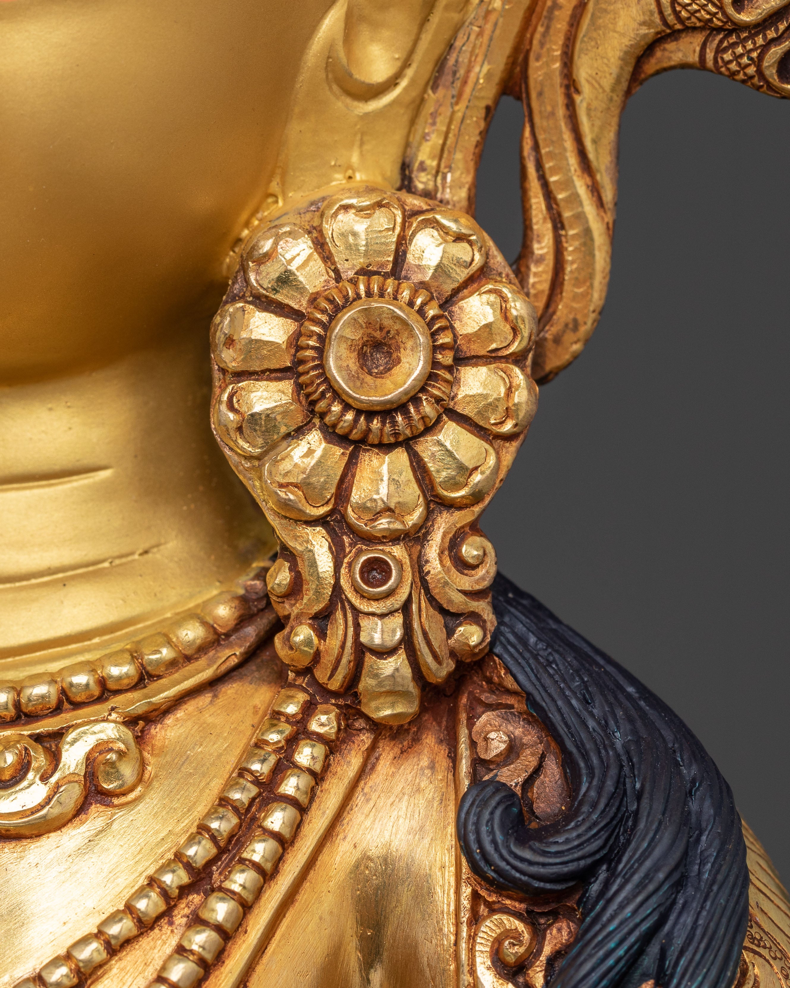 Handcrafted Vajrasattva Purification Deity Statue with 24K Gold Gilding