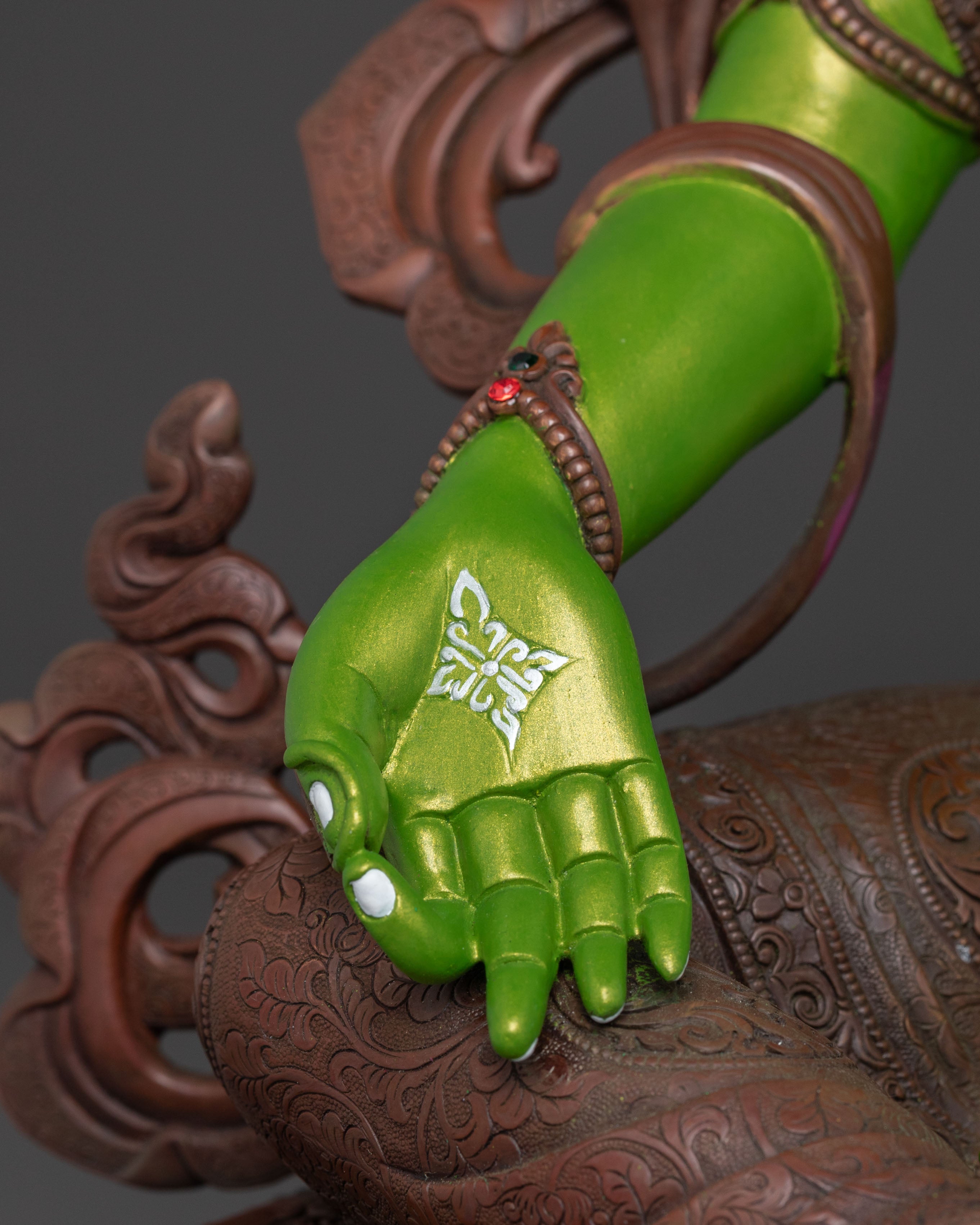 Tibetan Green Tara Compassion Statue – Oxidized Copper Art