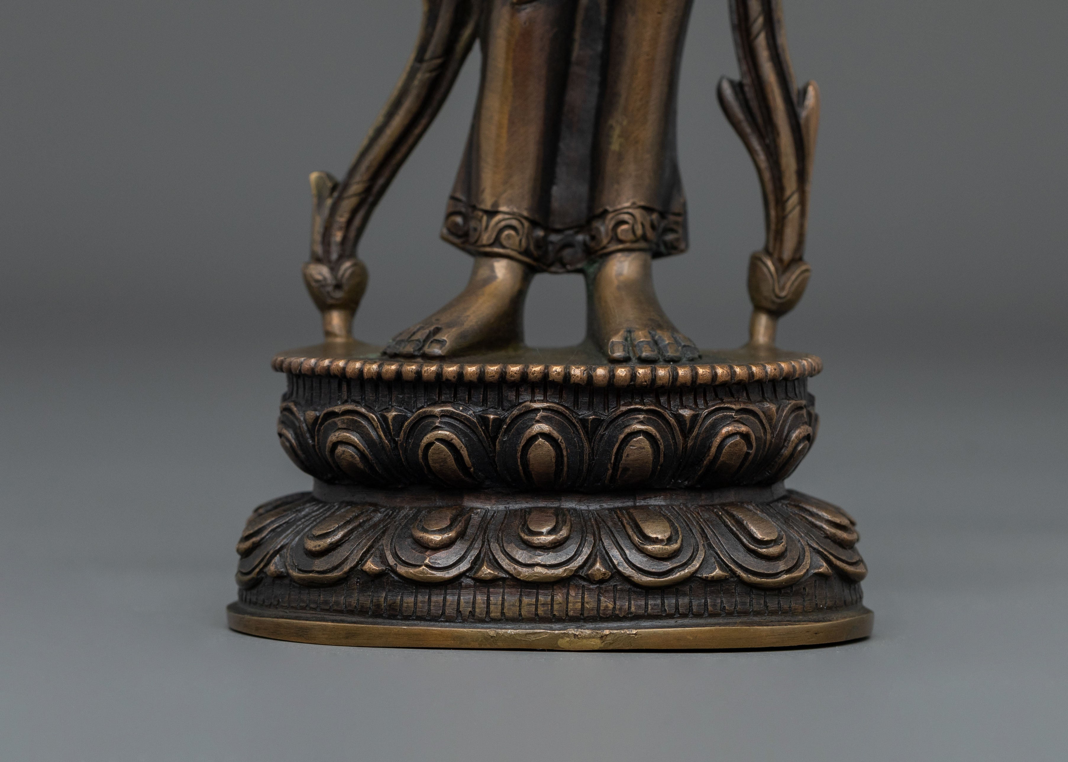 Padmapani Oxidized Copper Sculpture | Serene Bodhisattva Art