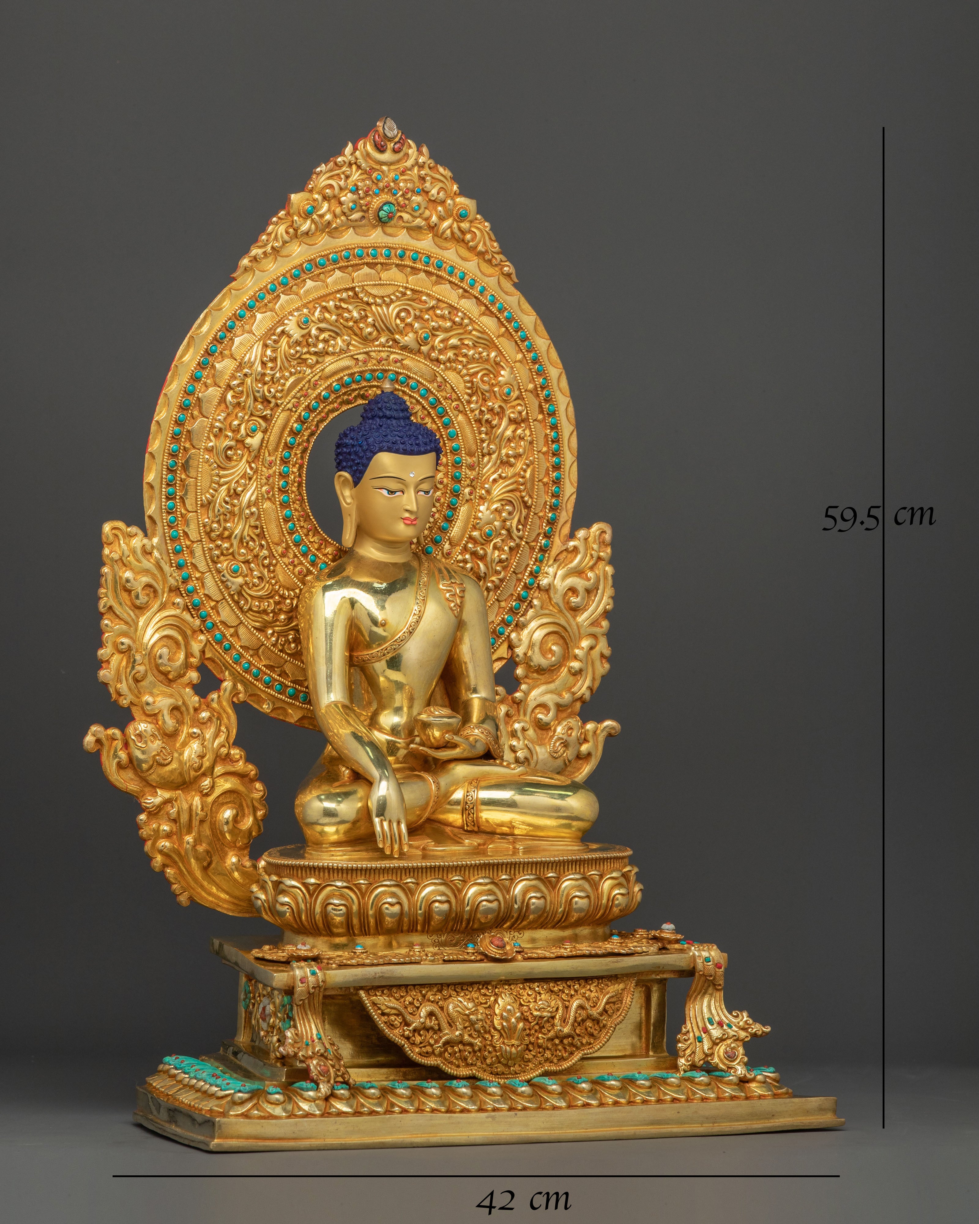Handcrafted Shakyamuni Buddha Statue with Throne