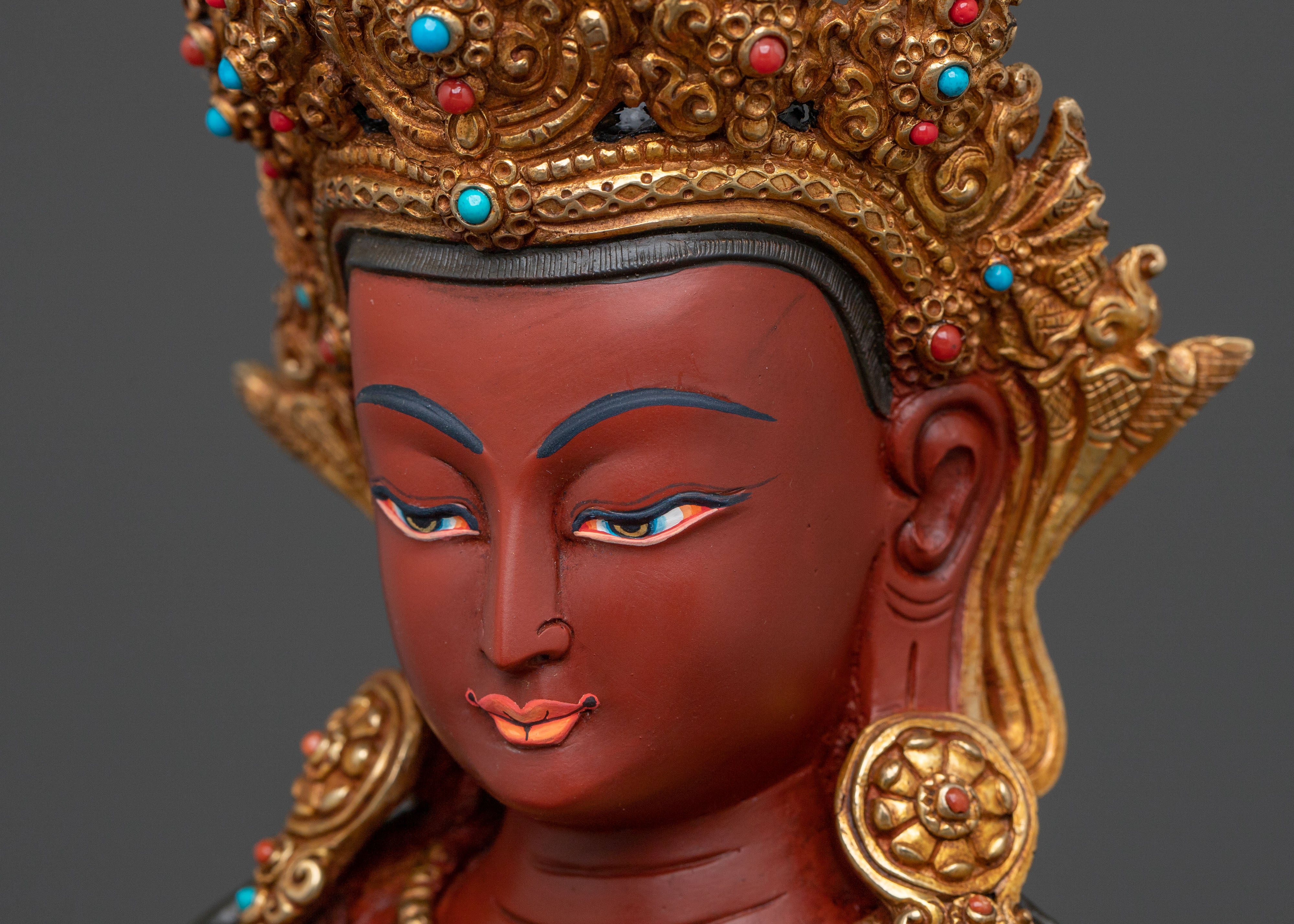 24K Gold Gilded Ksitigarbha Statue | Spiritual Figurine