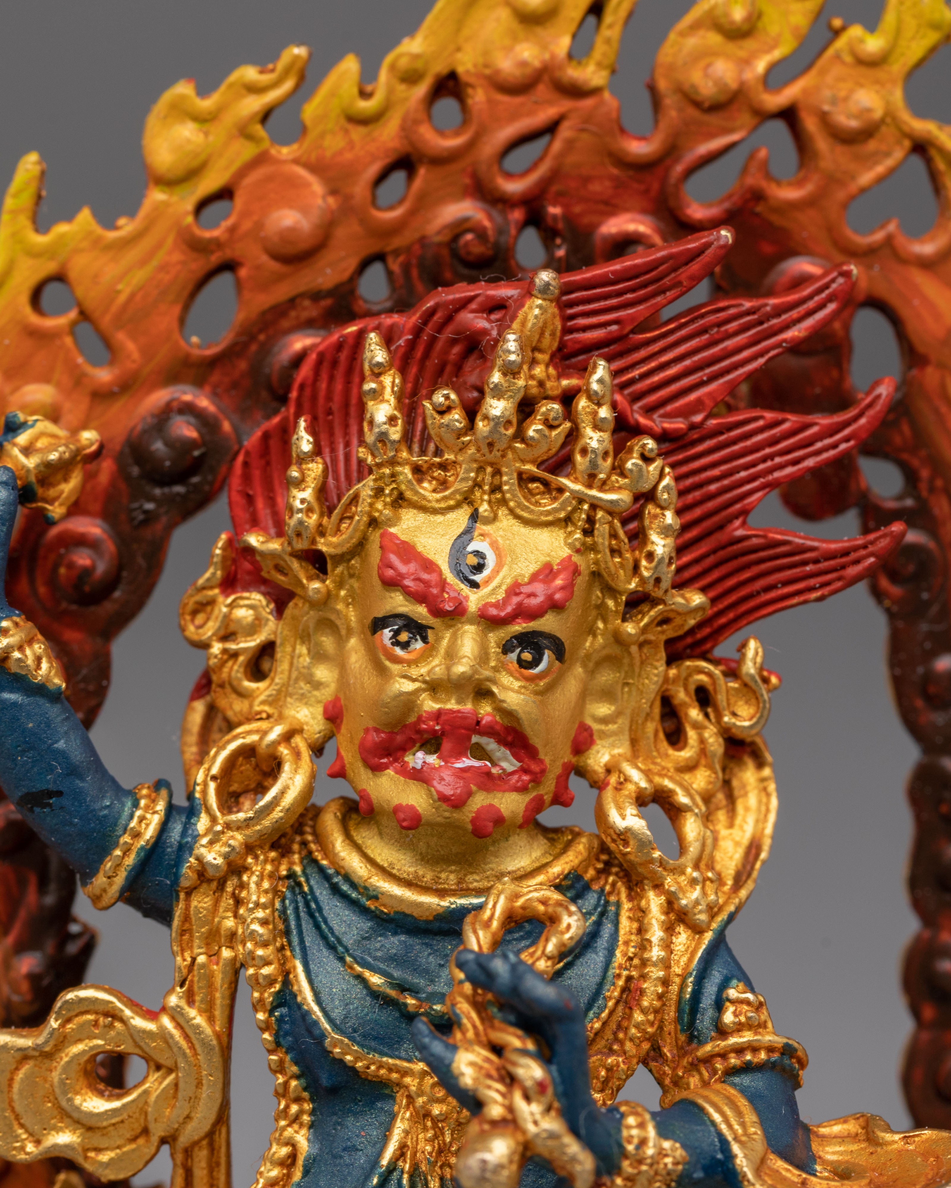 Handcrafted Vajrapani Golden Statue | Tibetan Protector Deity