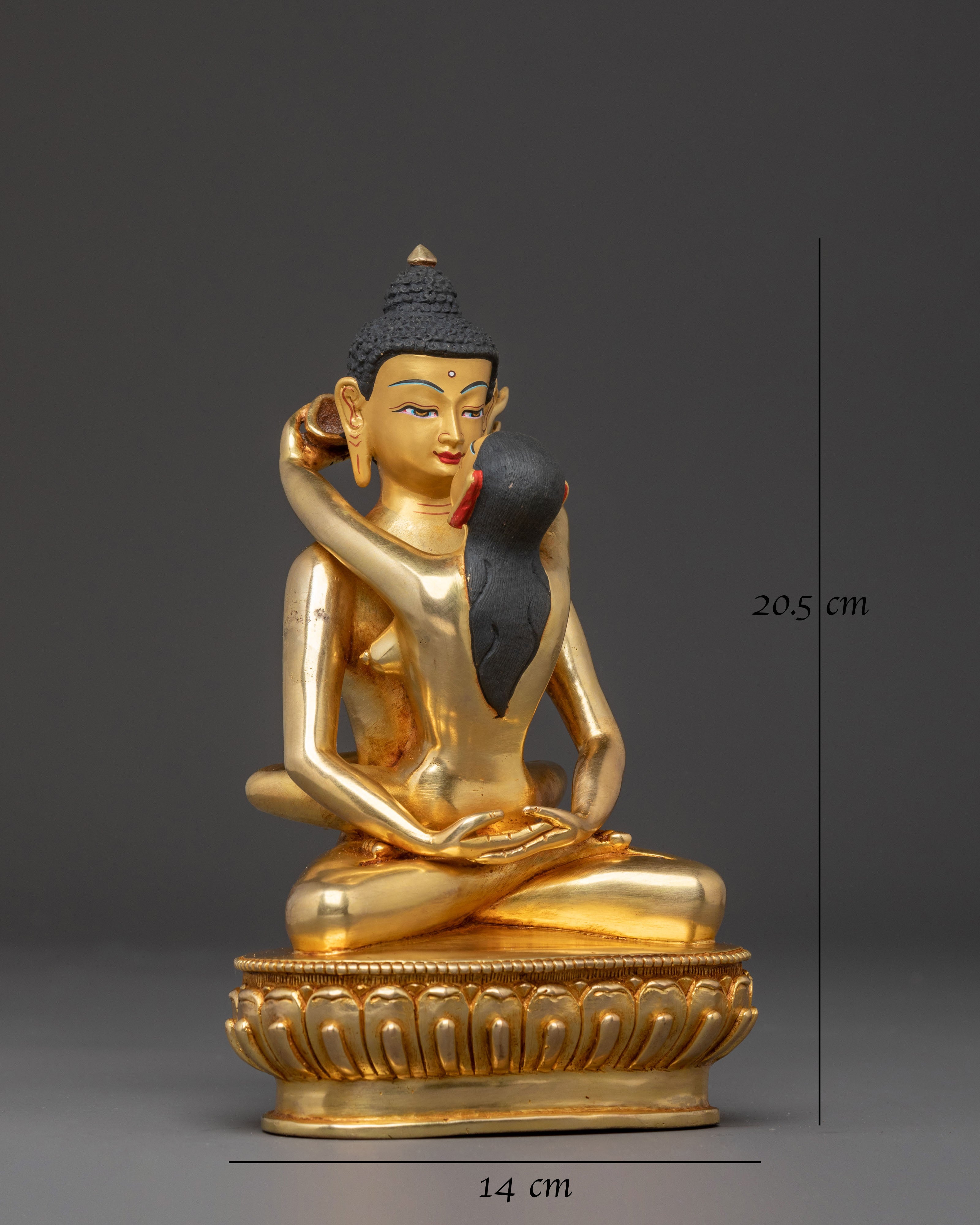 Samantabhadra Handcrafted Copper Statue with His Consort Samantabhadri