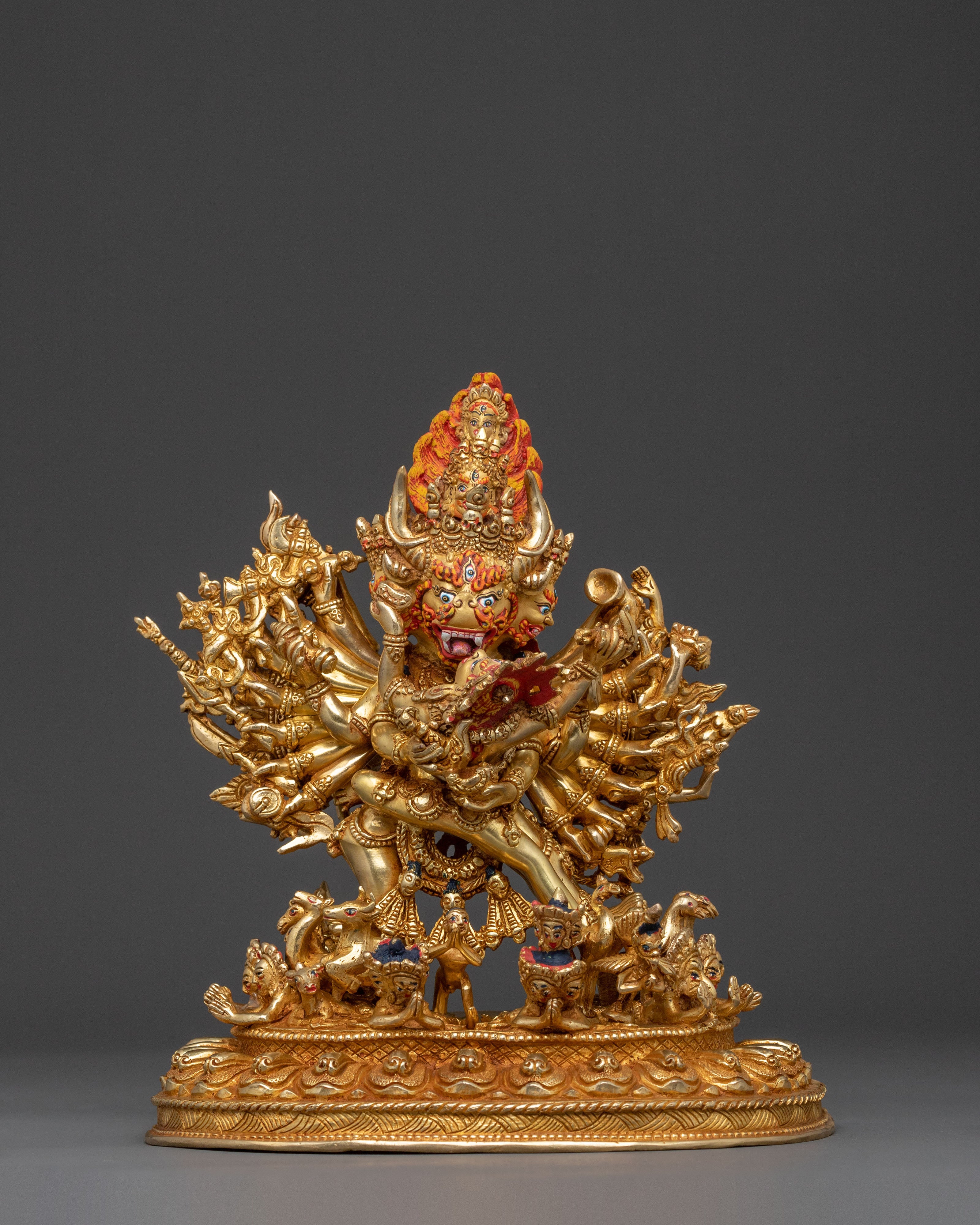 Yamantaka Buddhist Wrathful Deity Statue | 24K Gold Gilded