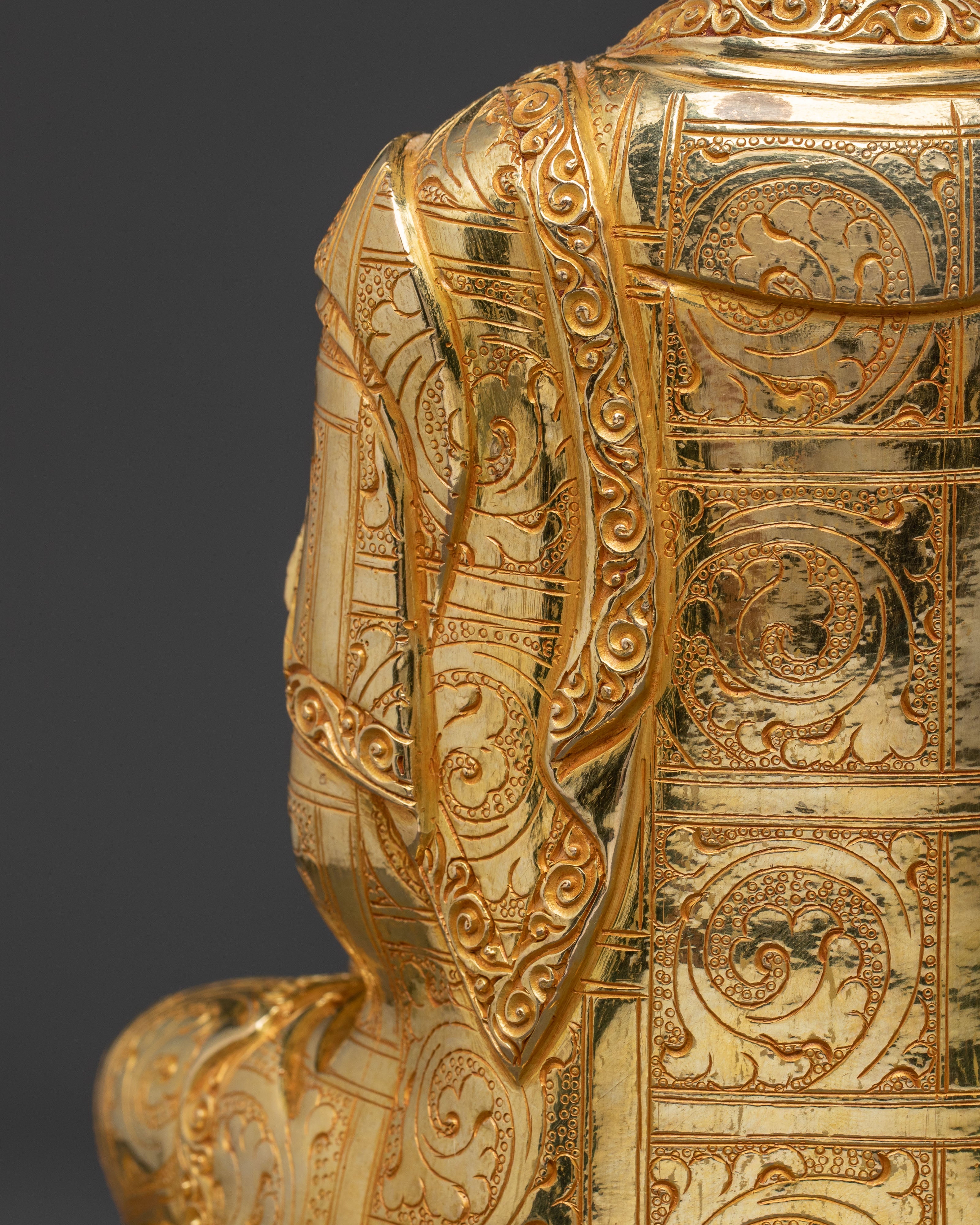 Serene 24K Gold Gilded Meditation Buddha Shakyamuni Sculpture