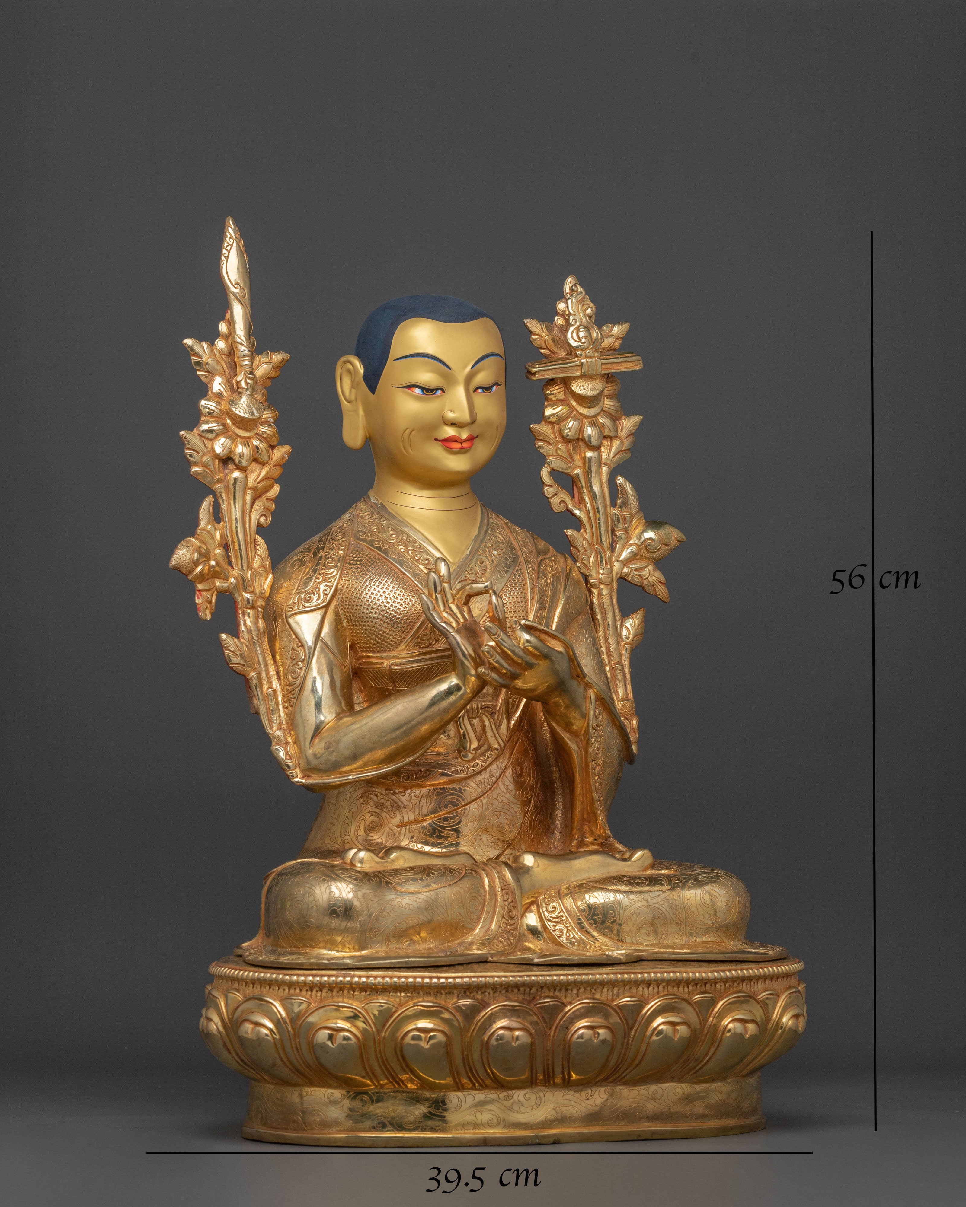 Tsongkhapa with Disciples Golden Statue Set | Buddhist Sculpture for Wisdom