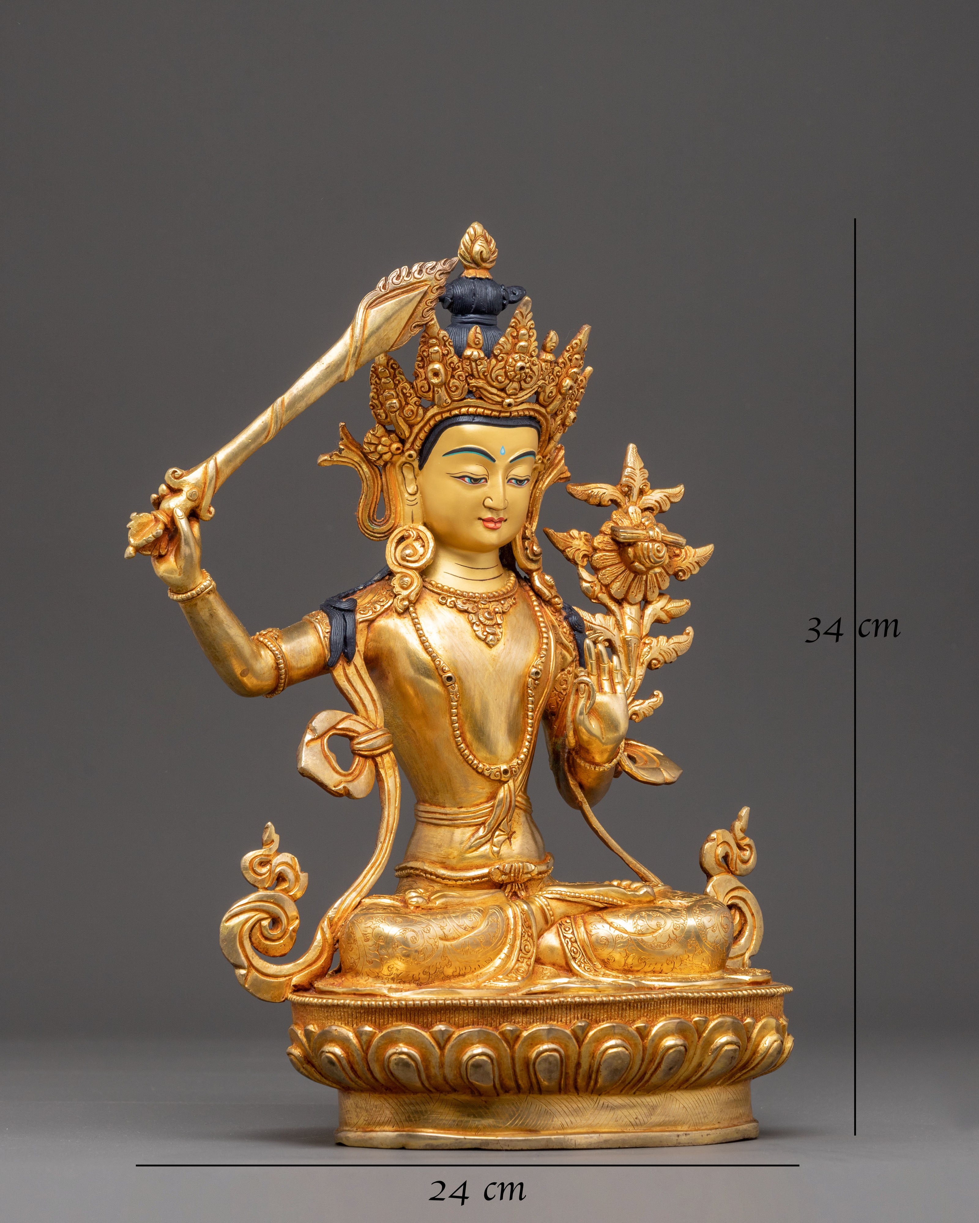Handcrafted Radiant Statue of Manjushri | Embodiment of Supreme Wisdom