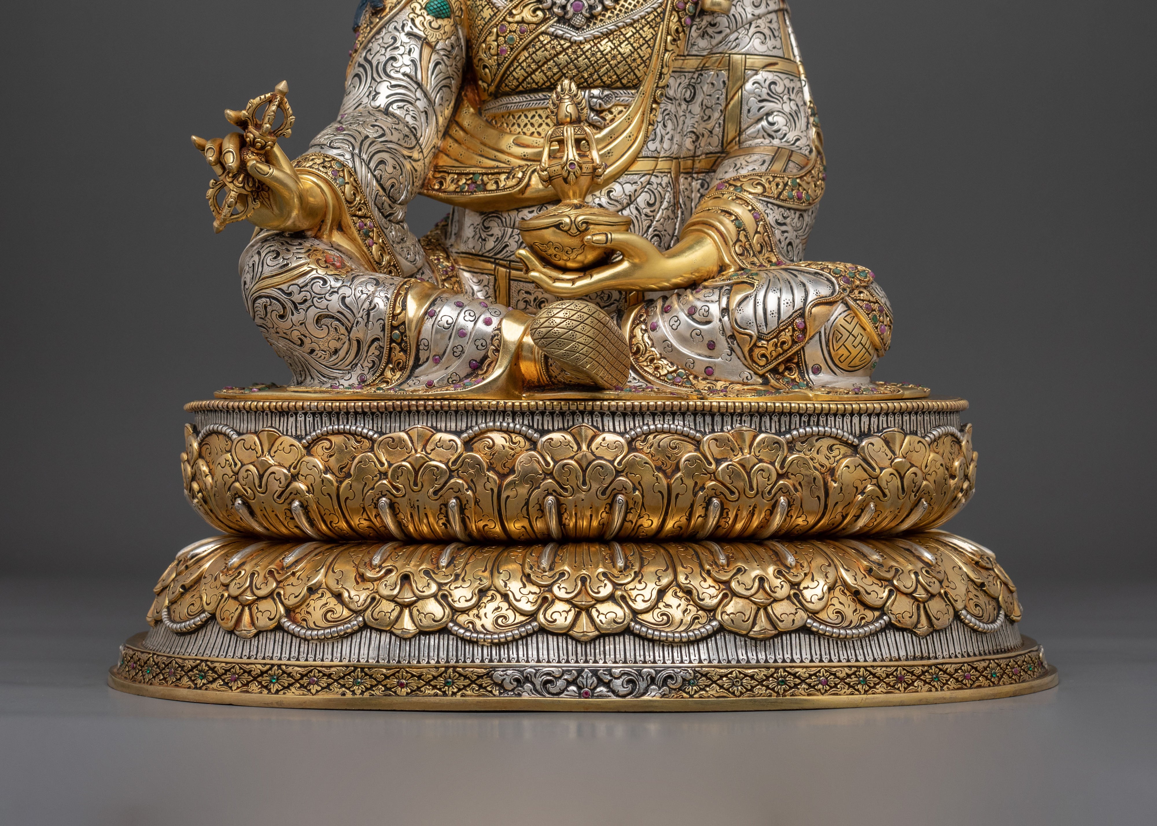 Tibetan Guru Padmasambhava Sacred Sculpture | 24K Gold Gilded