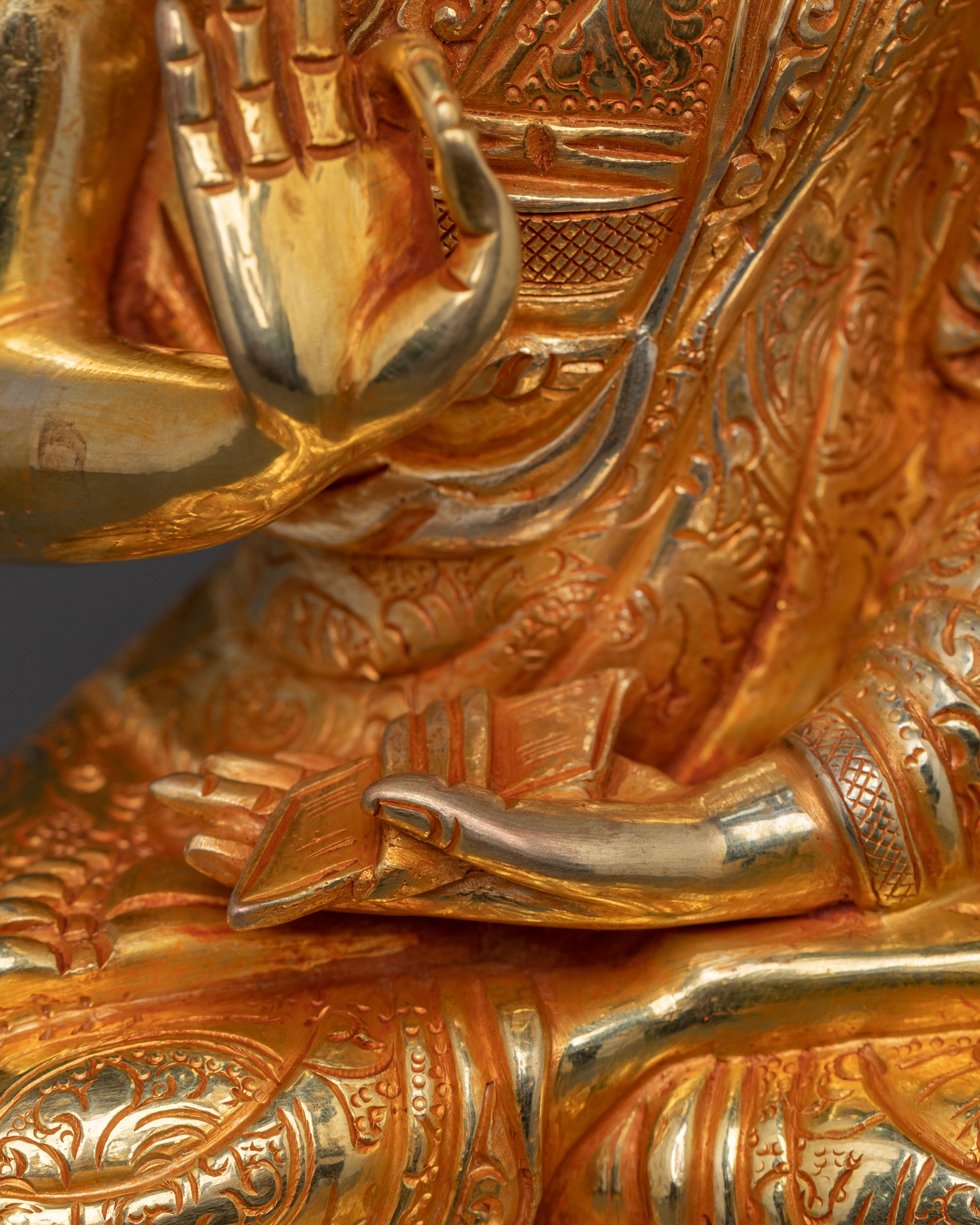 Tsongkhapa with Disciples 24K Gold Gilded Statue