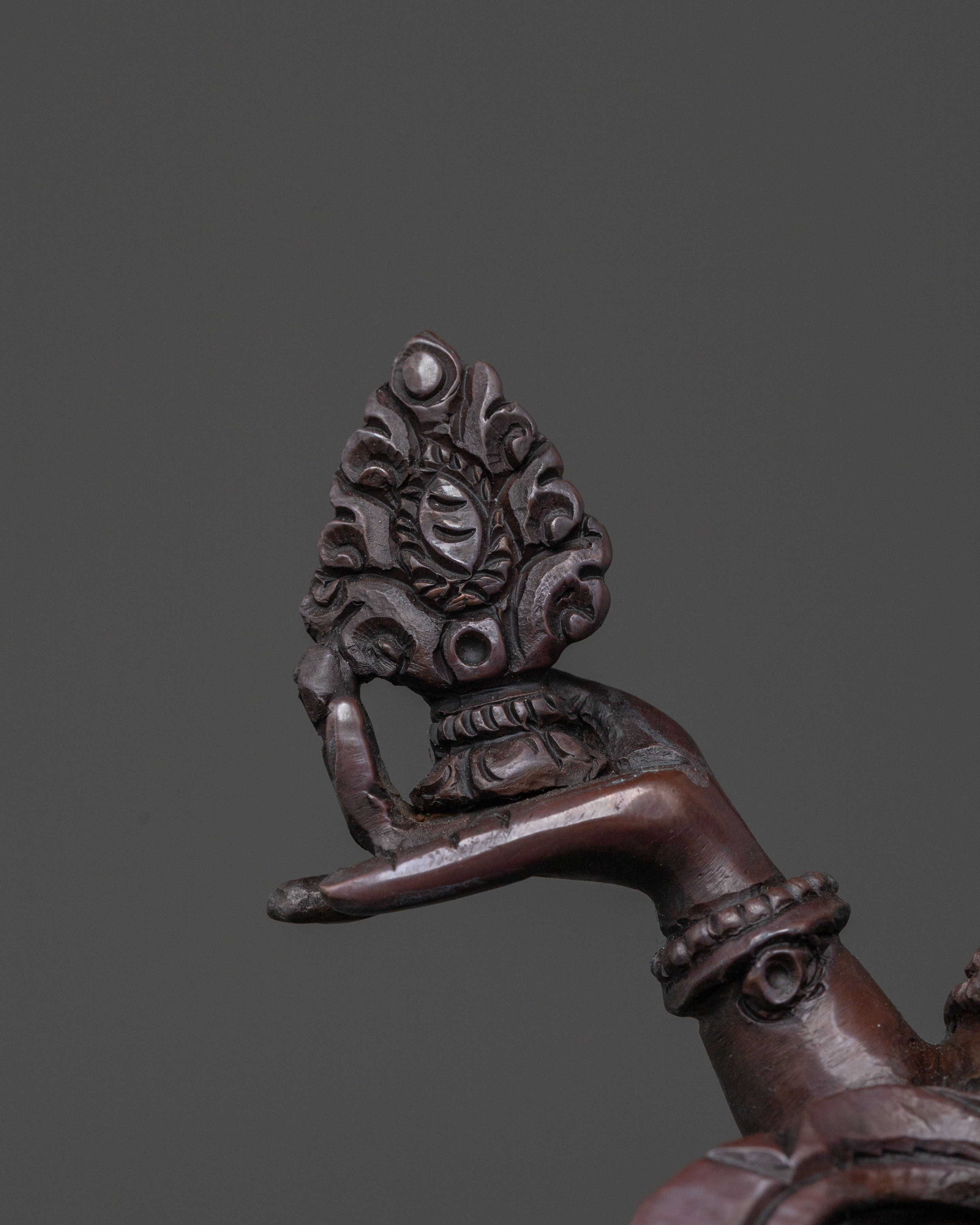 Laxmi Devi Handcrafted Statue in Oxidized Copper