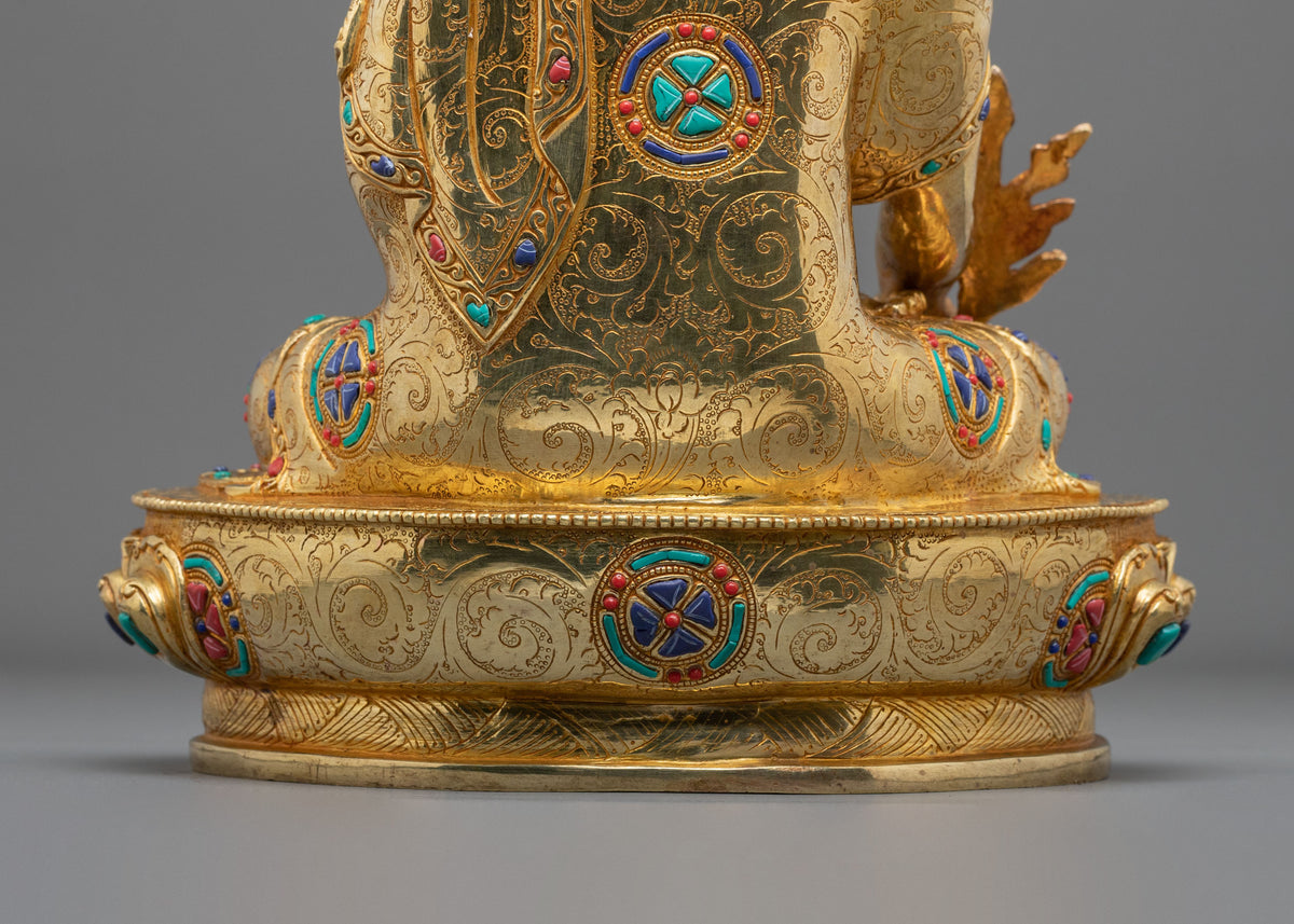Hand-Gilded Handmade Medicine Buddha Sculpture of Healing
