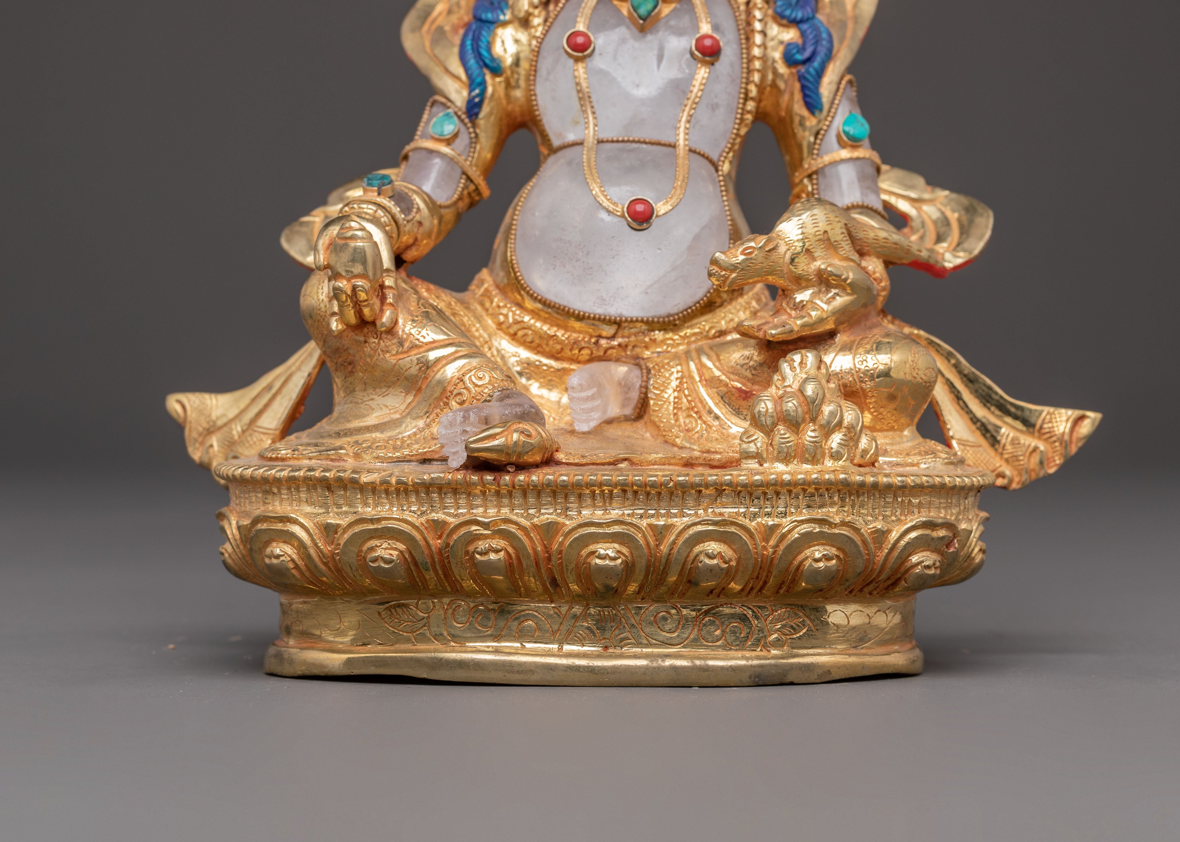Crystal Dzambhala Statue: Buddhist Deity of Wealth and Prosperity