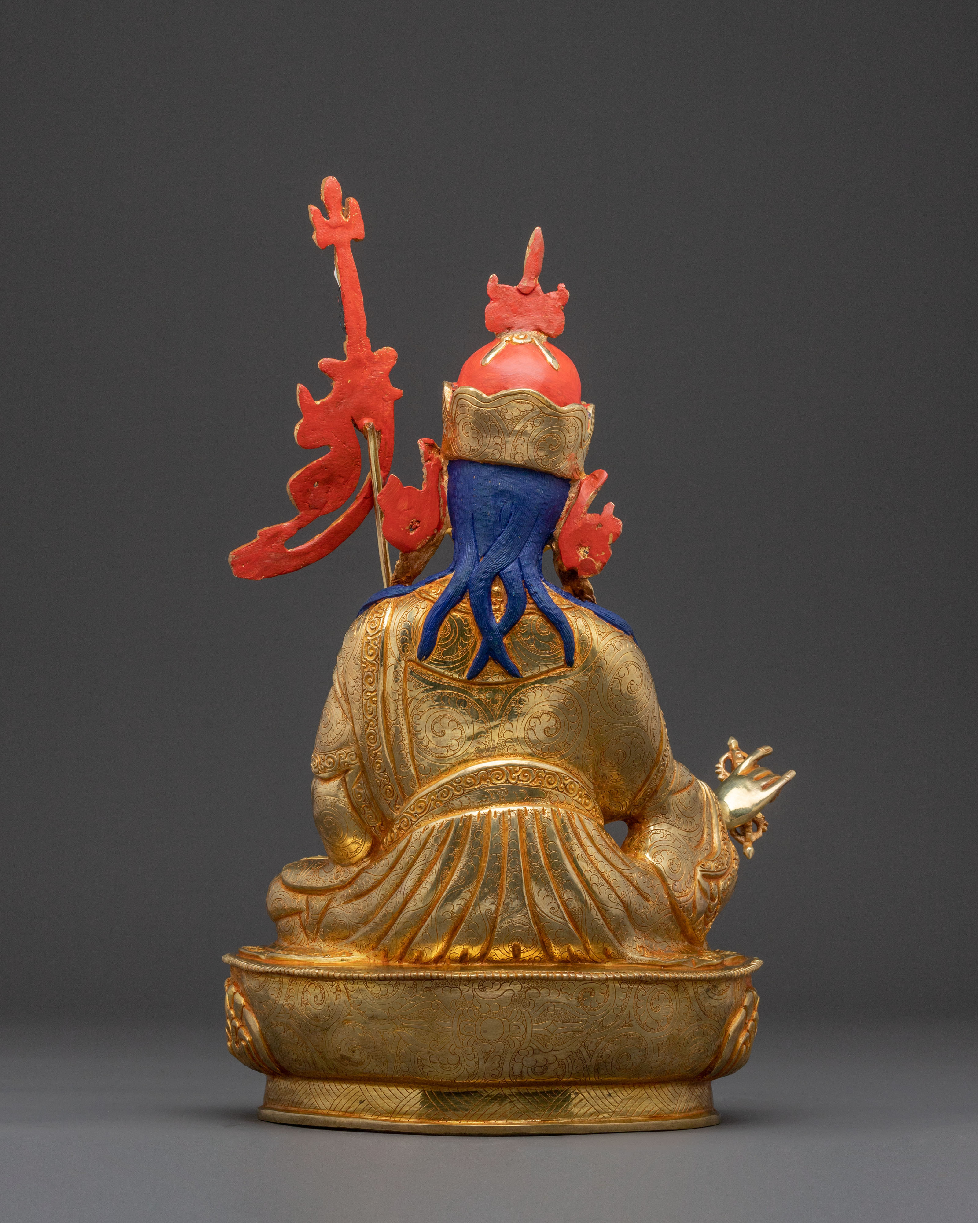 24k Gold Gilded Guru Rinpoche Spiritual Statue with Exquisite Artistry