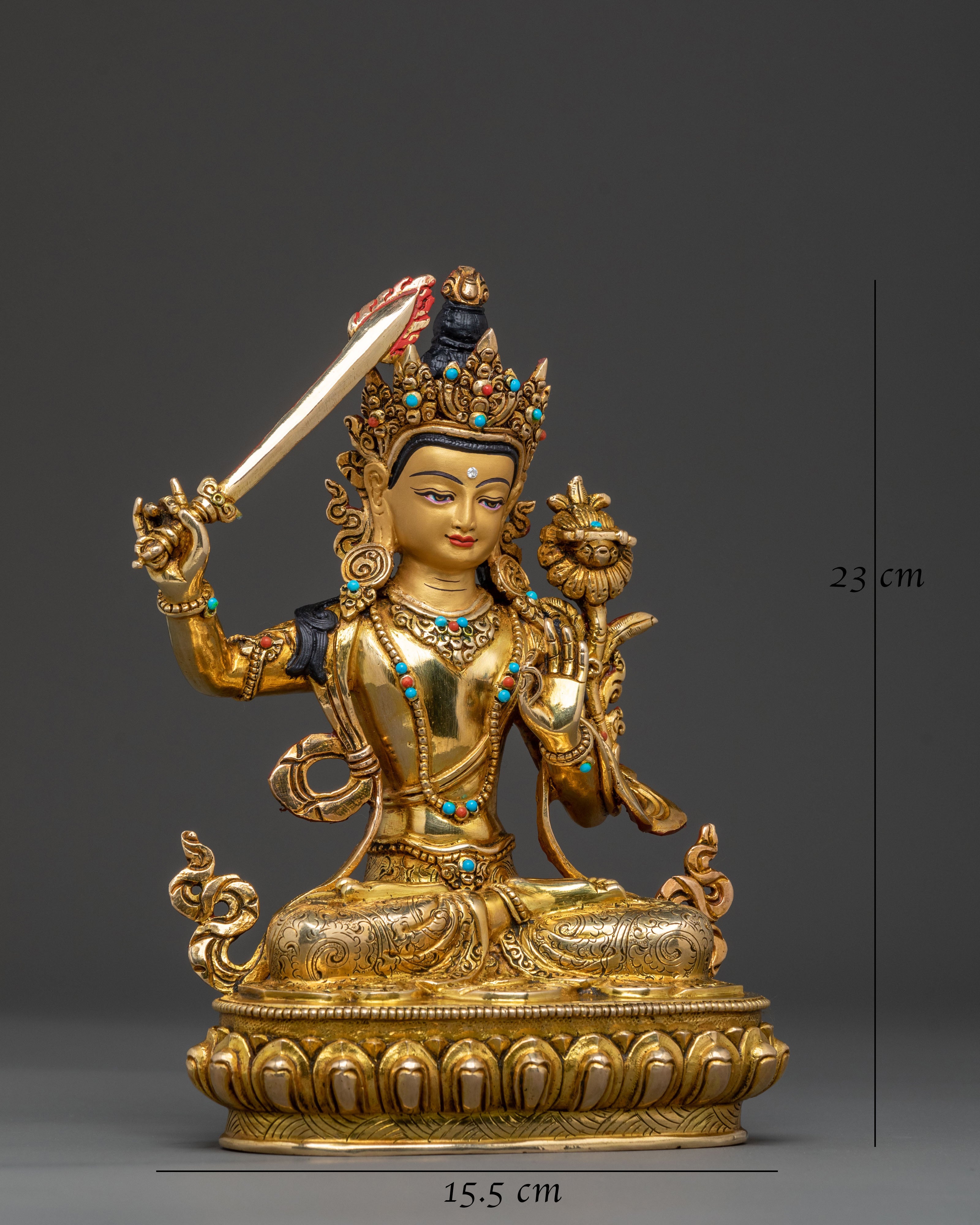 Manjushri Golden Statue | Sacred Home Decor