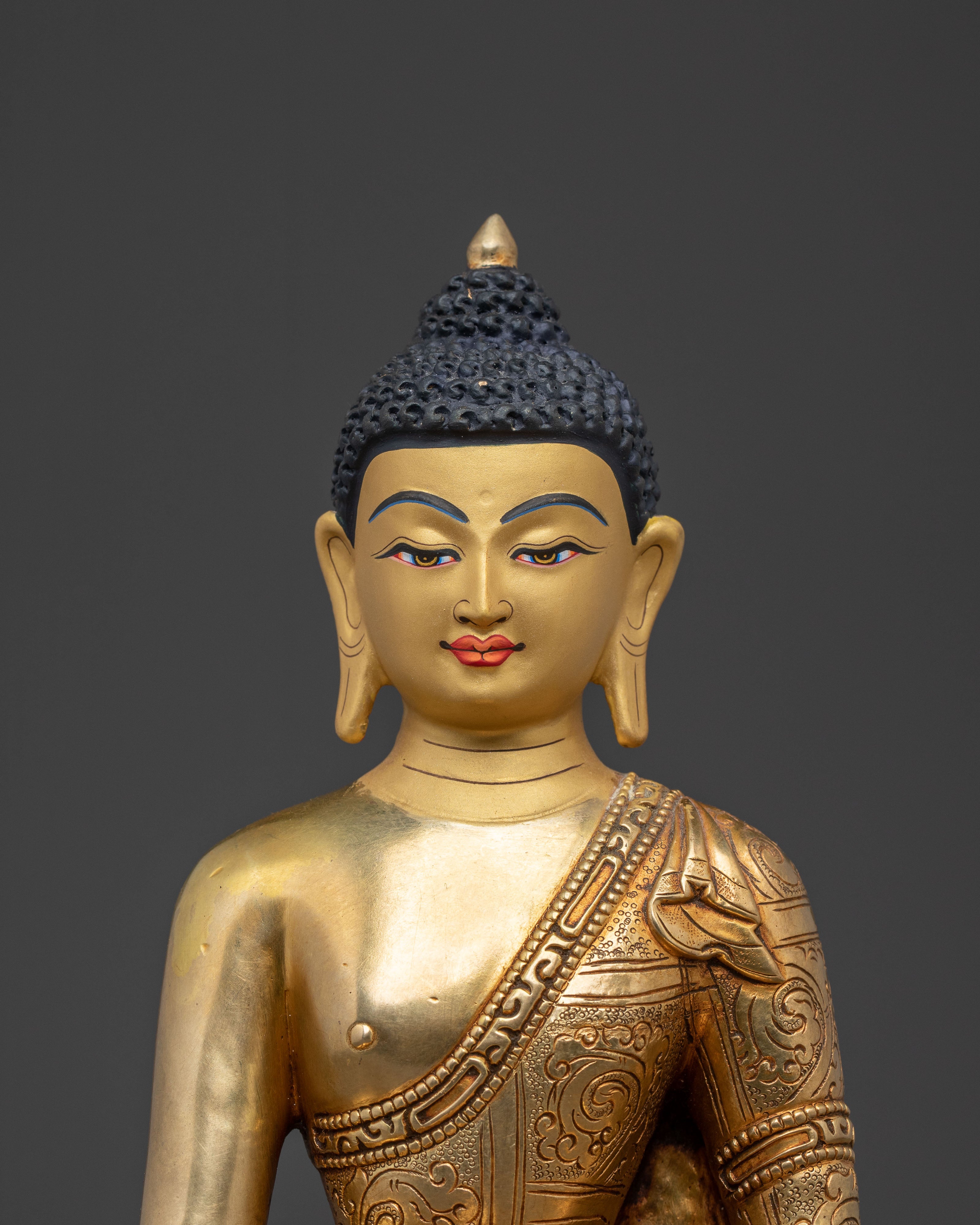 Shakyamuni Buddha Statue with Acrylic Painting – Handcrafted in Nepal