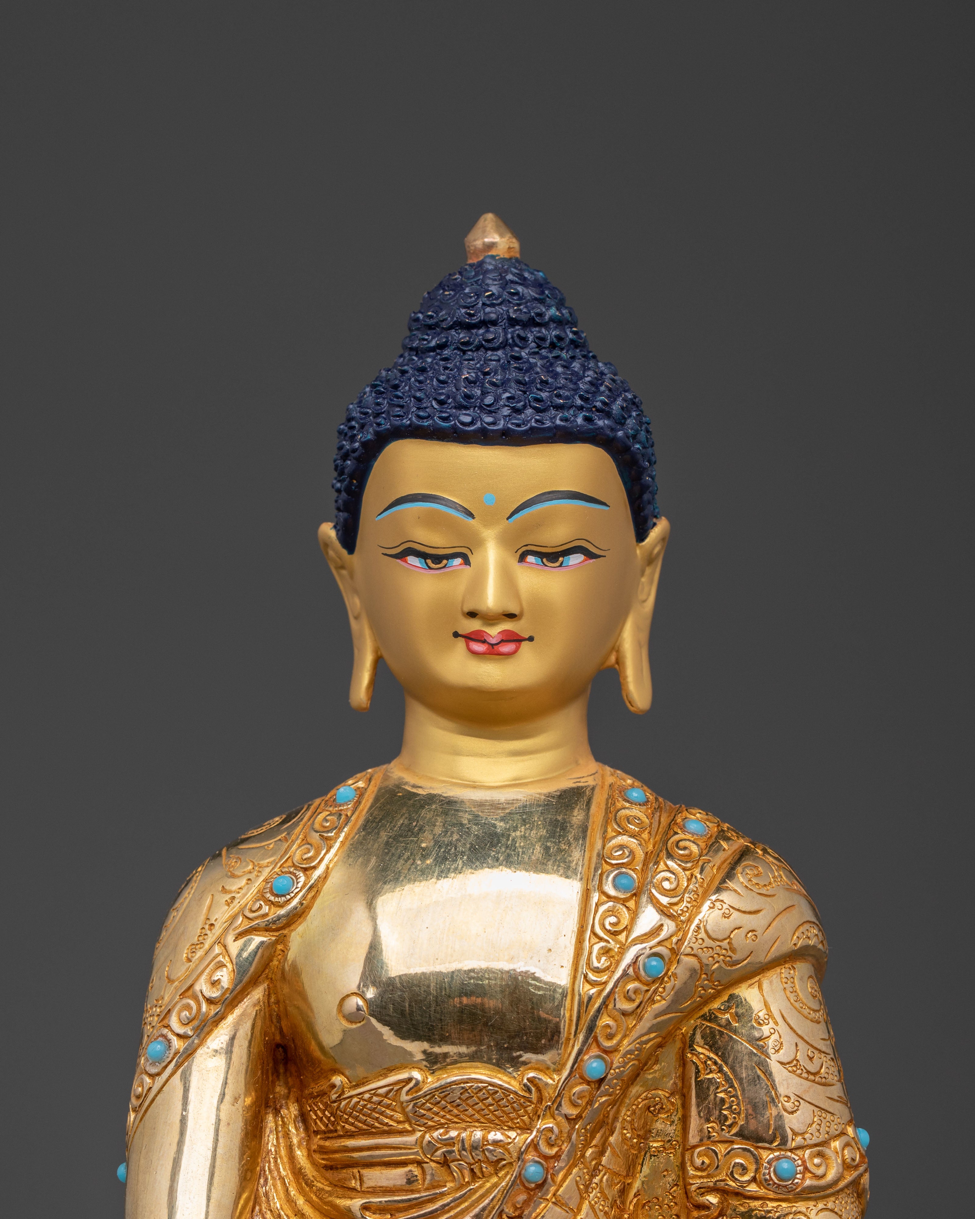 Shakyamuni Buddha 24k Gold Gilded Statue: Dharma Teaching
