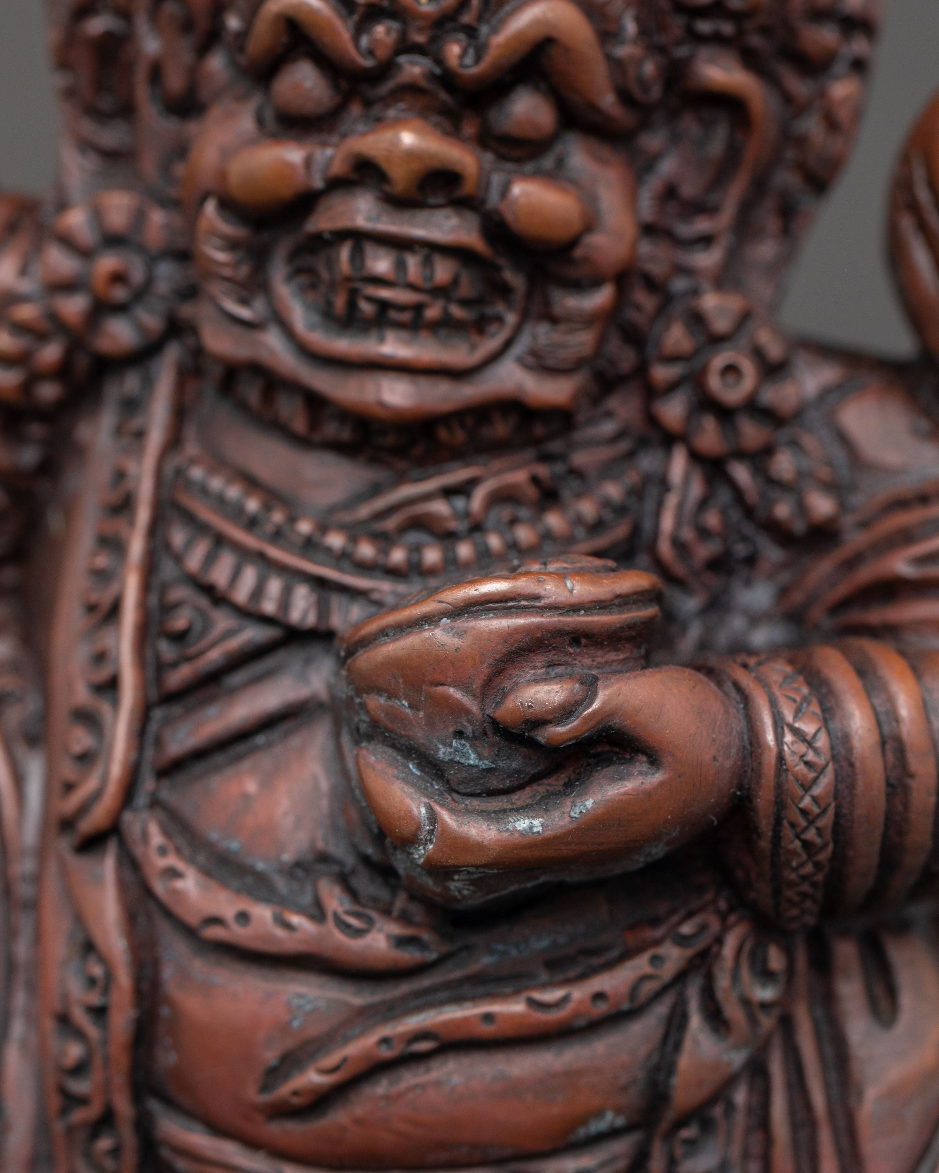 Mahakala Bernakchen Fierce Protector Statue | Oxidized Copper Masterpiece