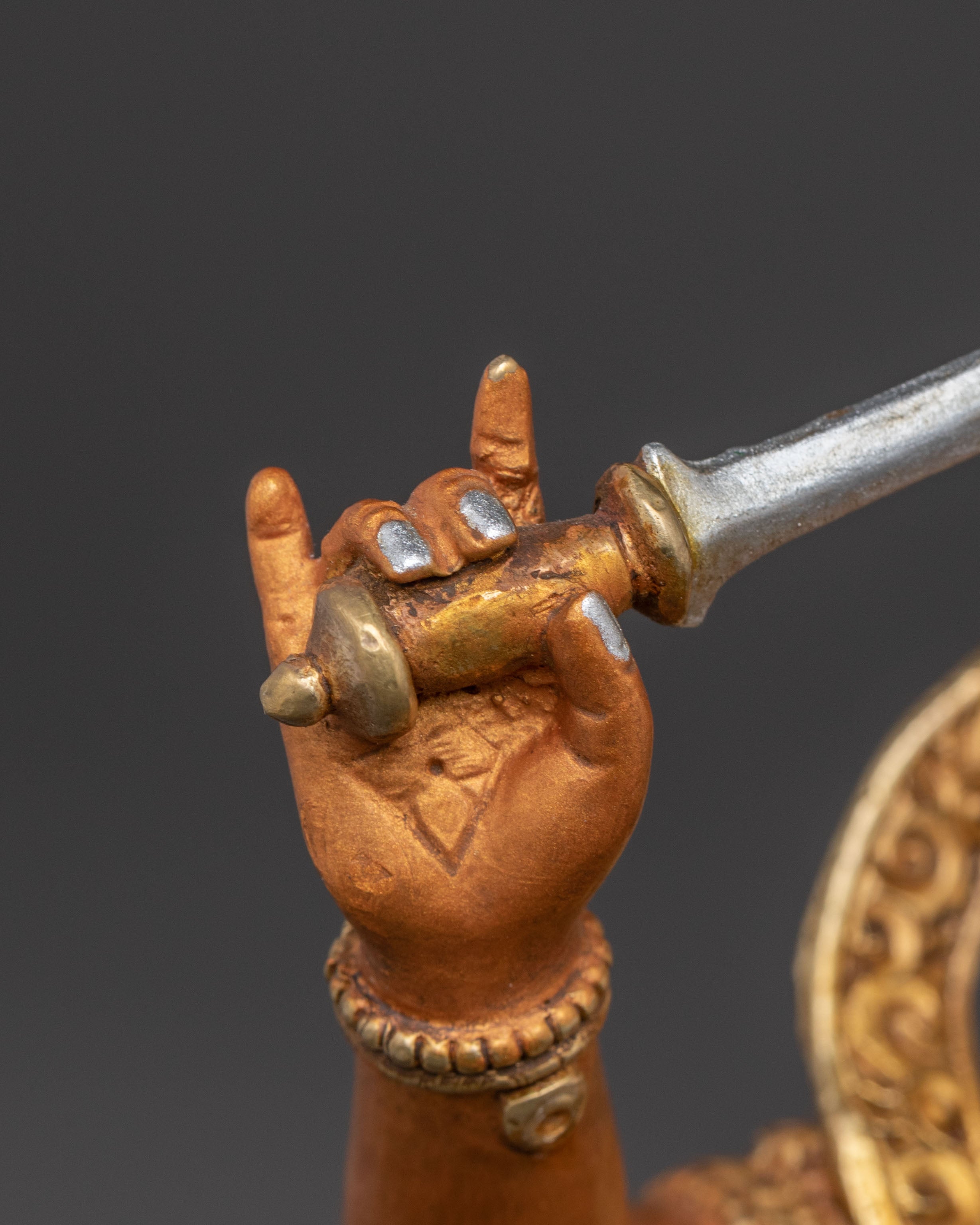 Manjushri Tibetan Sacred Statue - 24K Gold Gilded Serenity