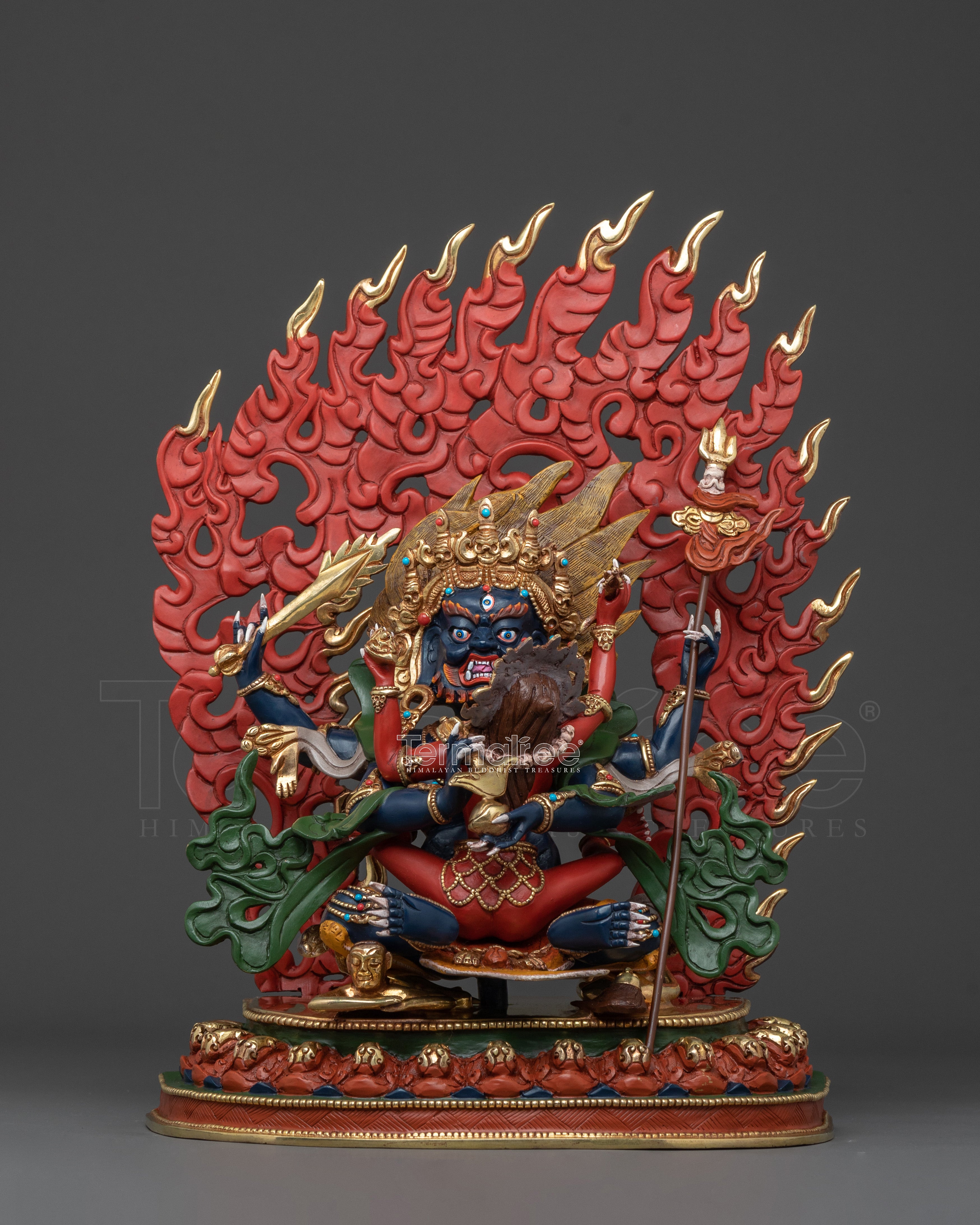 Chaturbhuja Mahakala Statue With Consort