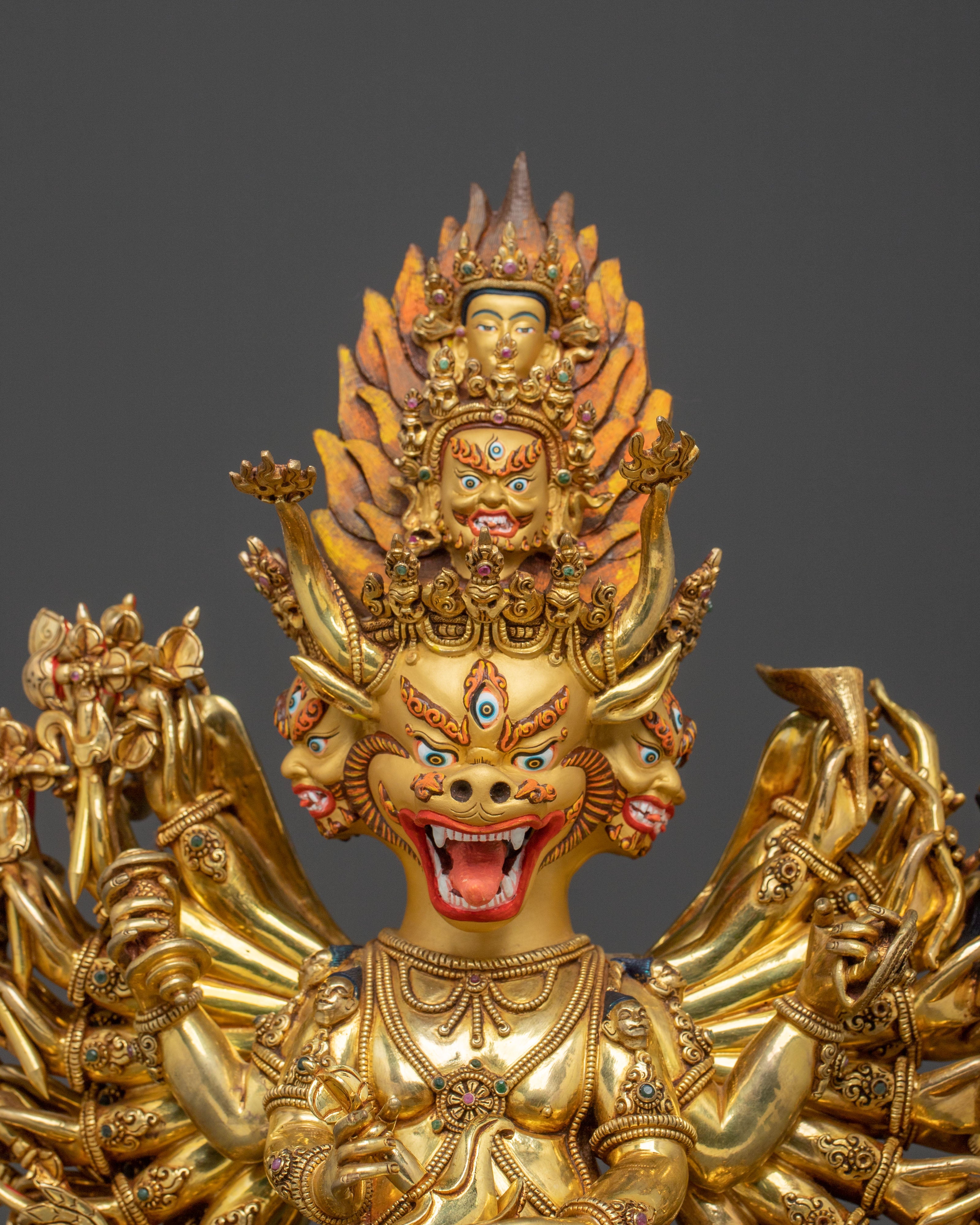 Fierce Deity Yamantaka Statue | 24K Gold Gilded