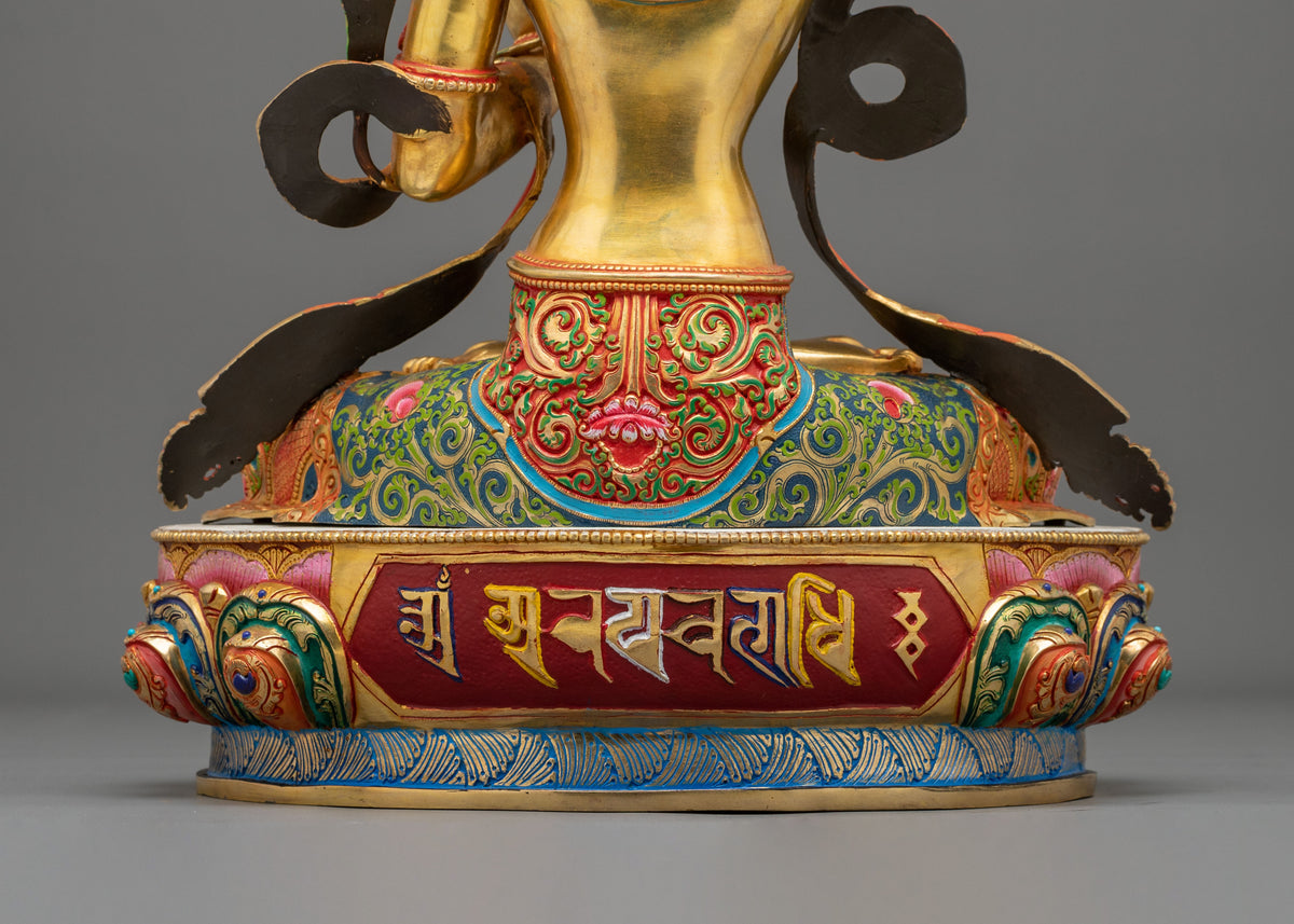 Manjushri 24K Gold Gilded Copper Statue: Wisdom Embodied