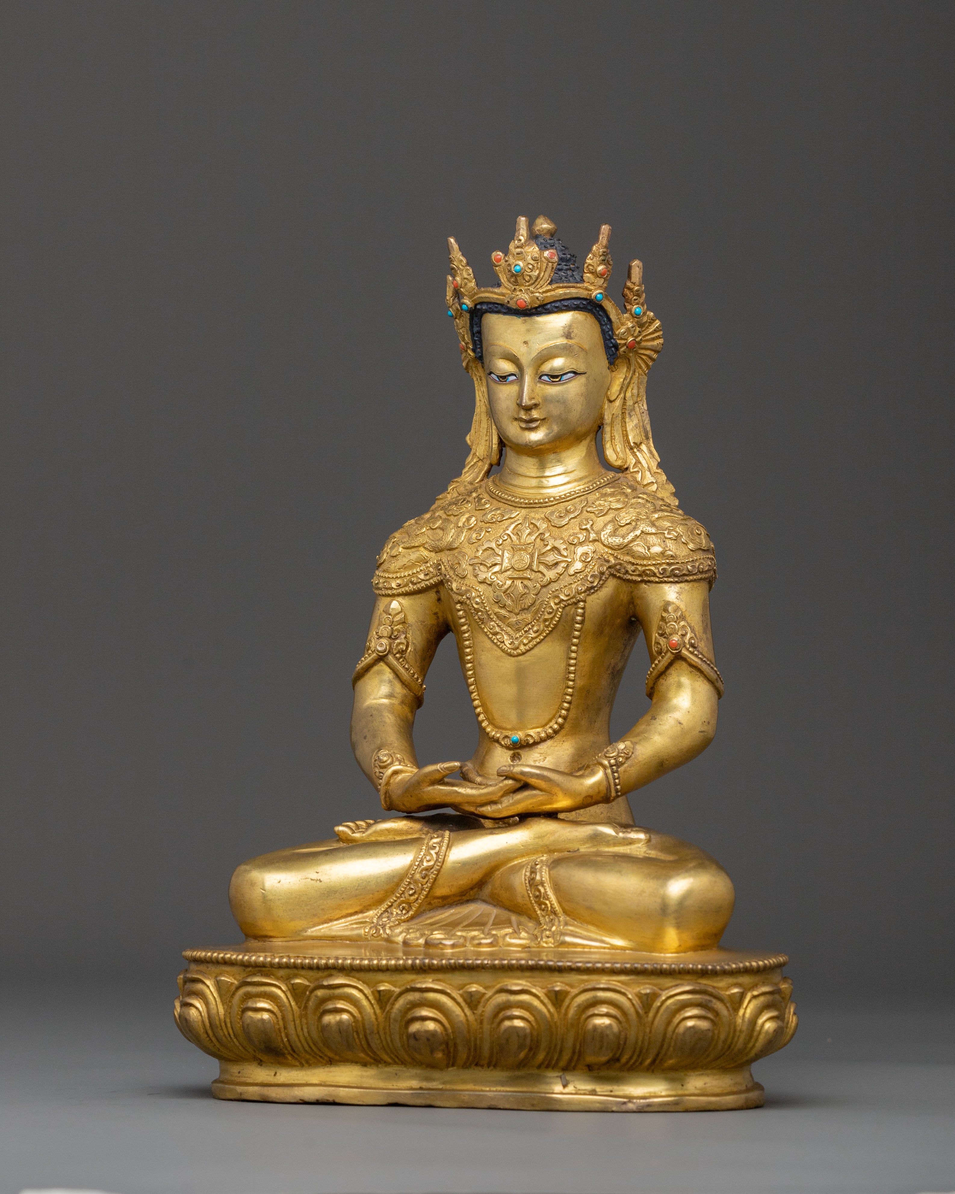 Handcrafted Crown Amitabha Buddha Statue | Boundless Compassion