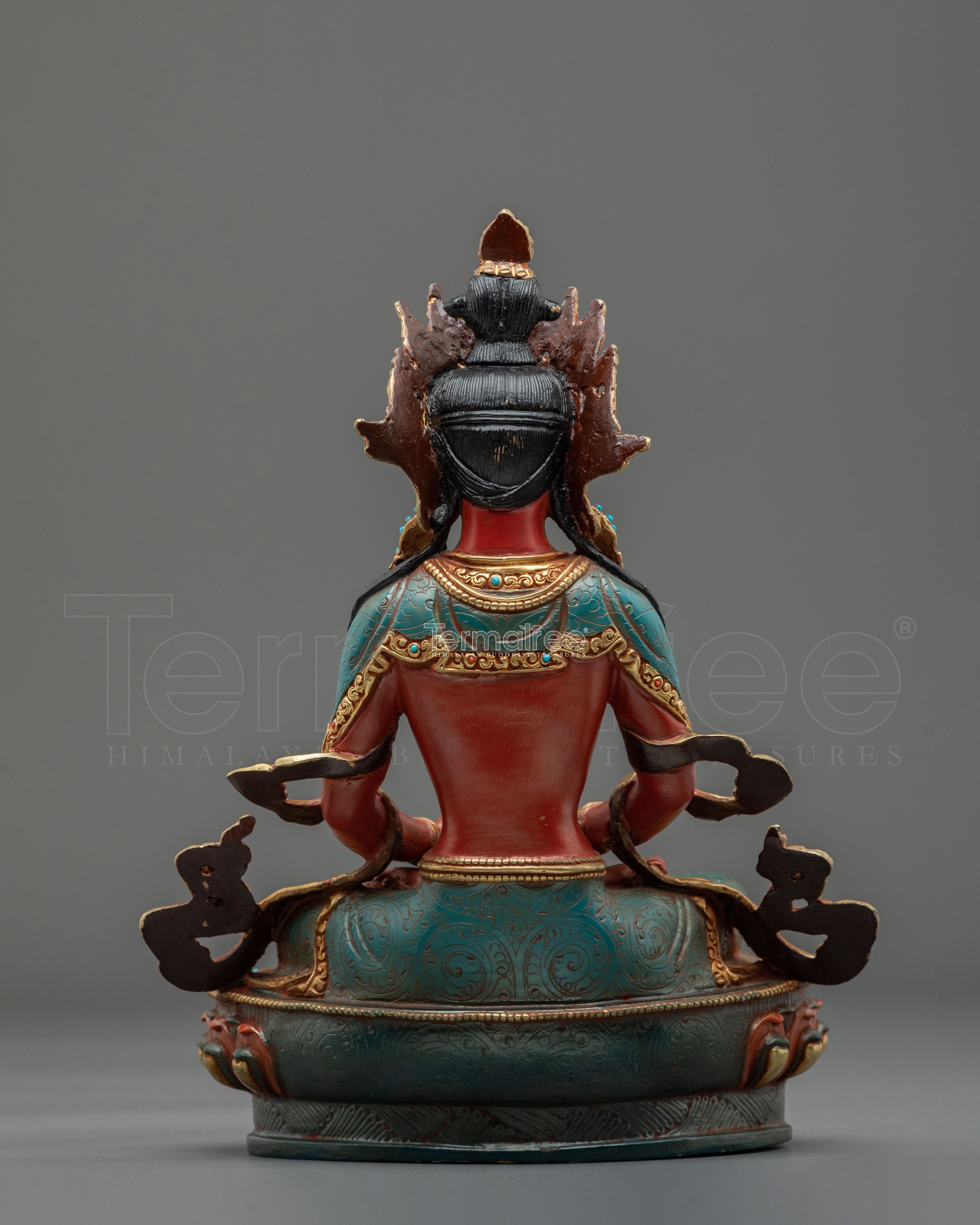 24K Gold Gilded Copper Amitayus Statue | Buddha of Longevity