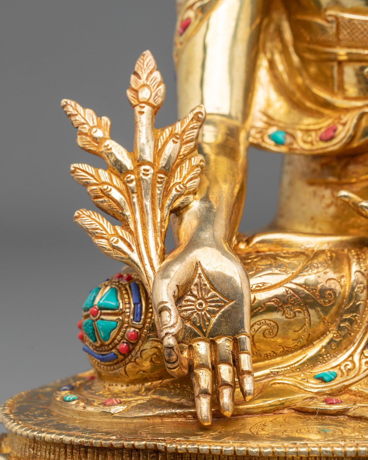 Handmade Three Buddhas Copper Statue Set | 24K Gold Gilded