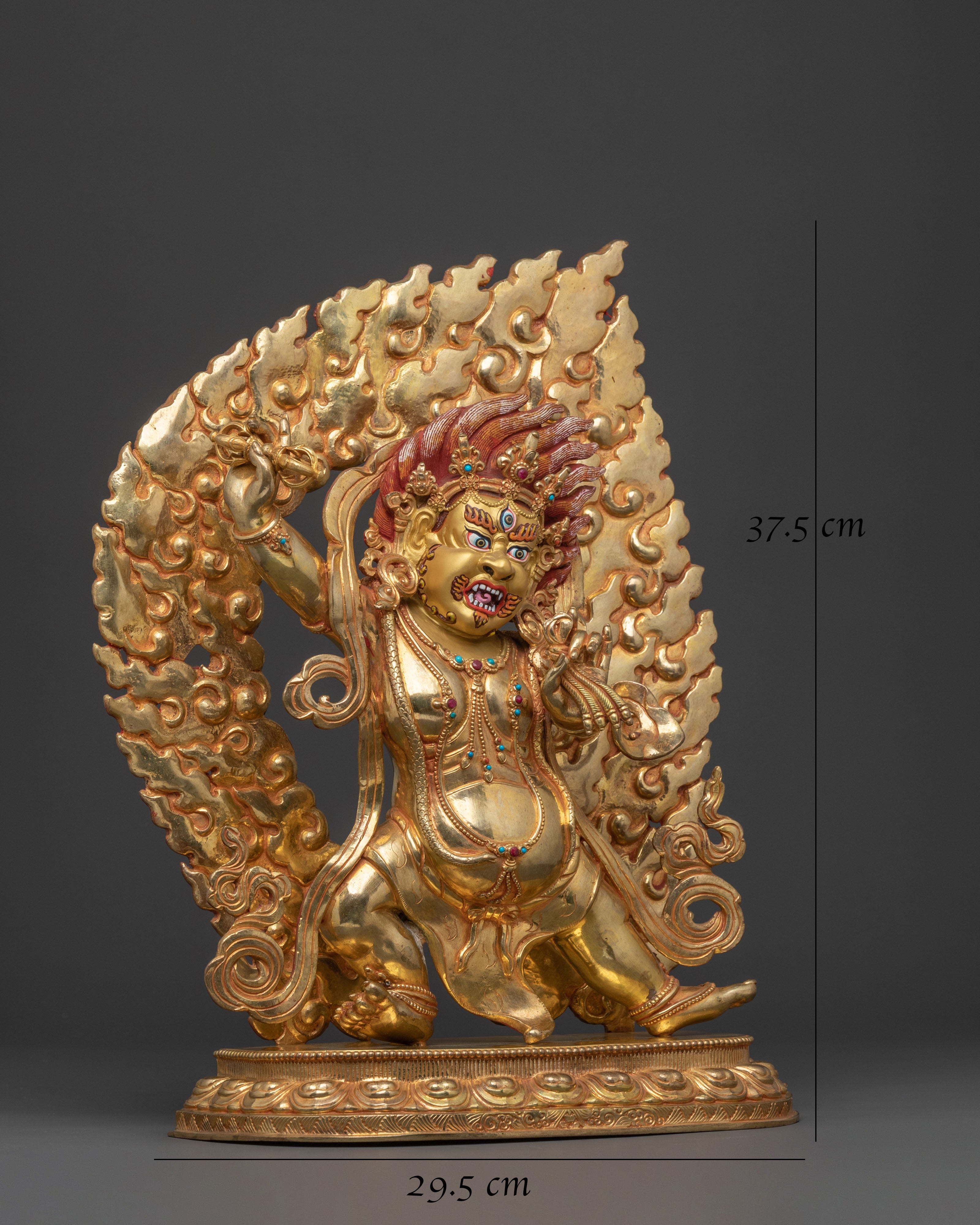Vajrapani: Handcrafted 24K Gold Gilded Statue