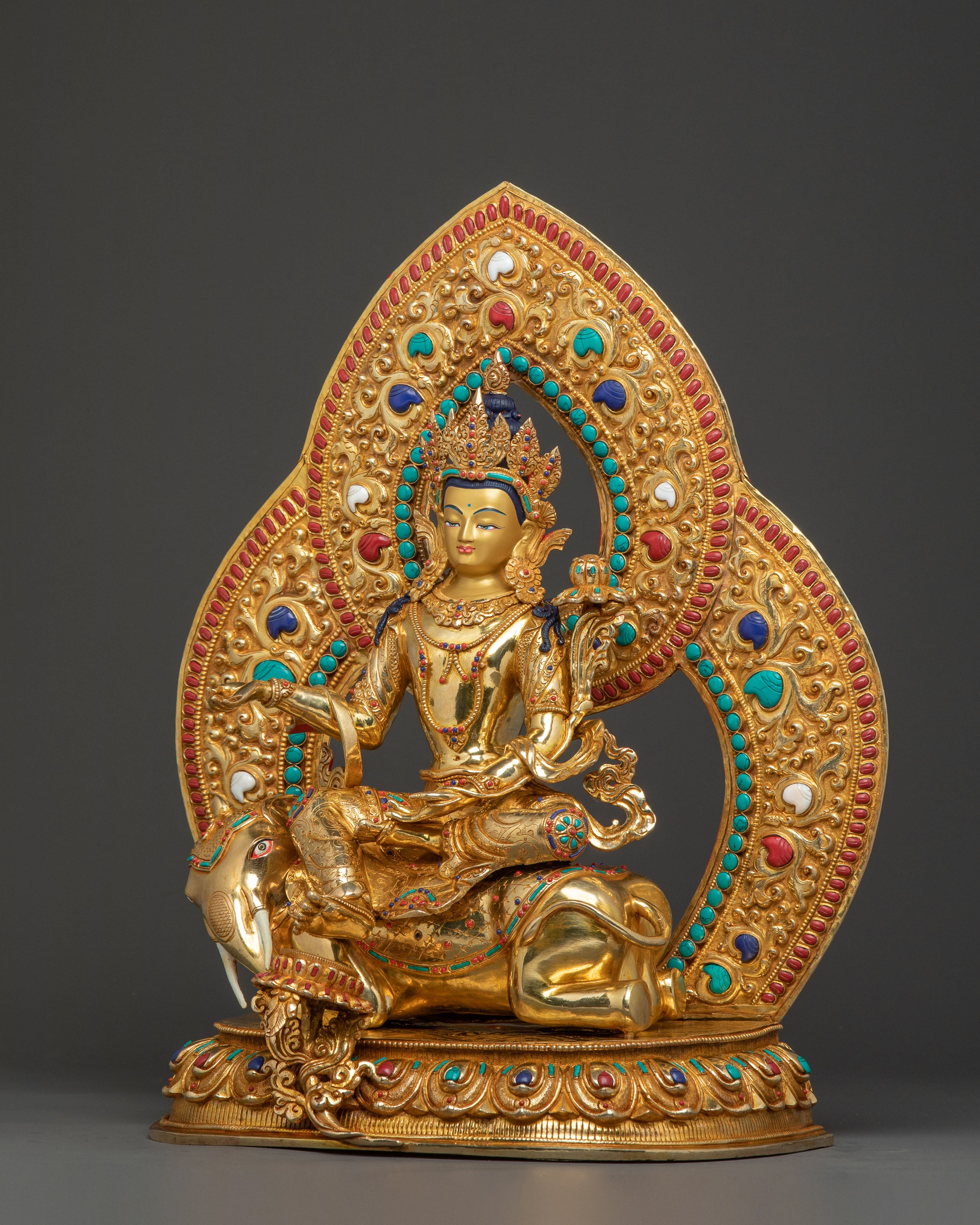 Simhanada Manjushri and Samanthabhadra Statue Set | Nepali Artistry