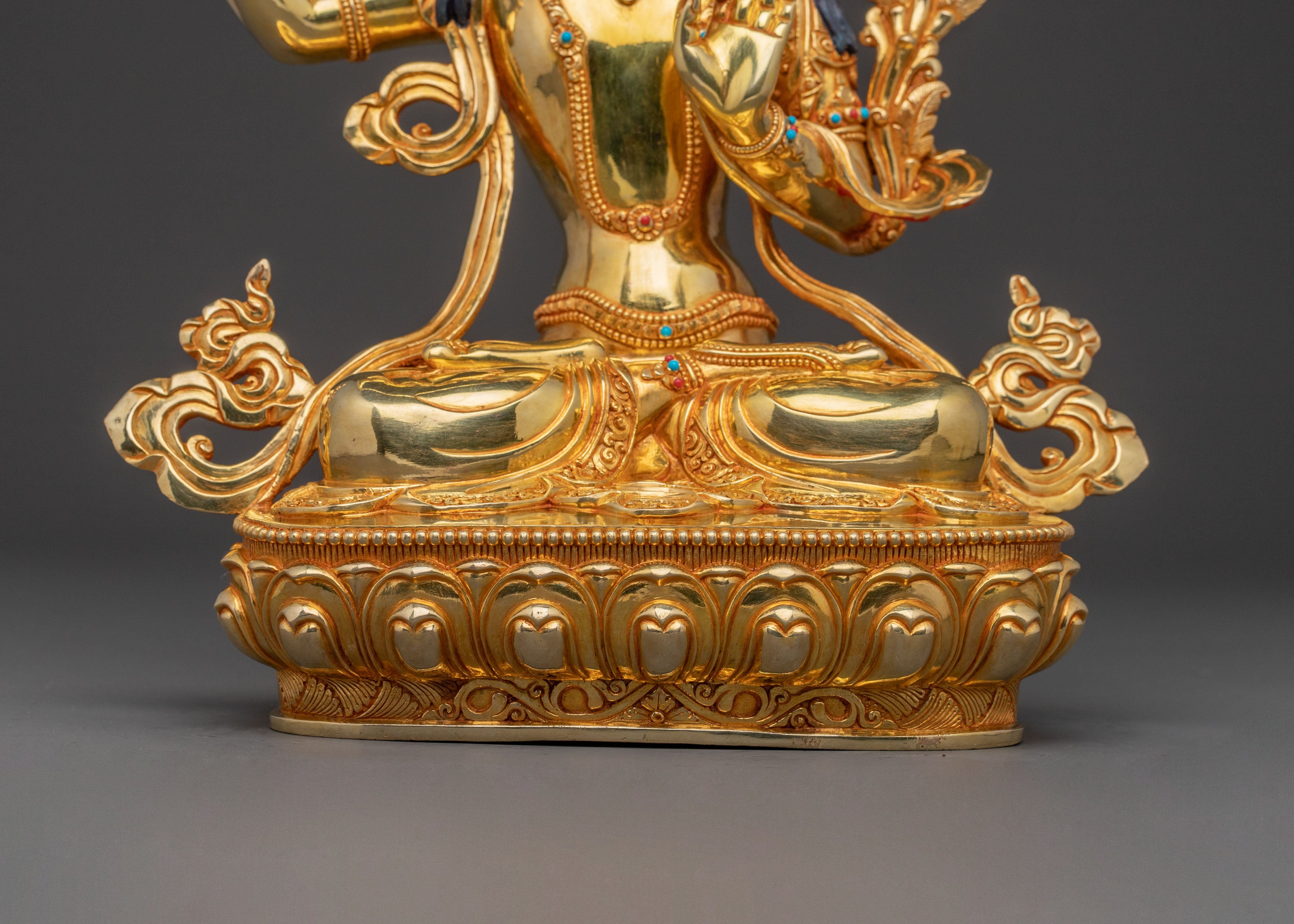 Manjushri Buddhist Statue | Radiant Wisdom Gilded in 24K Gold