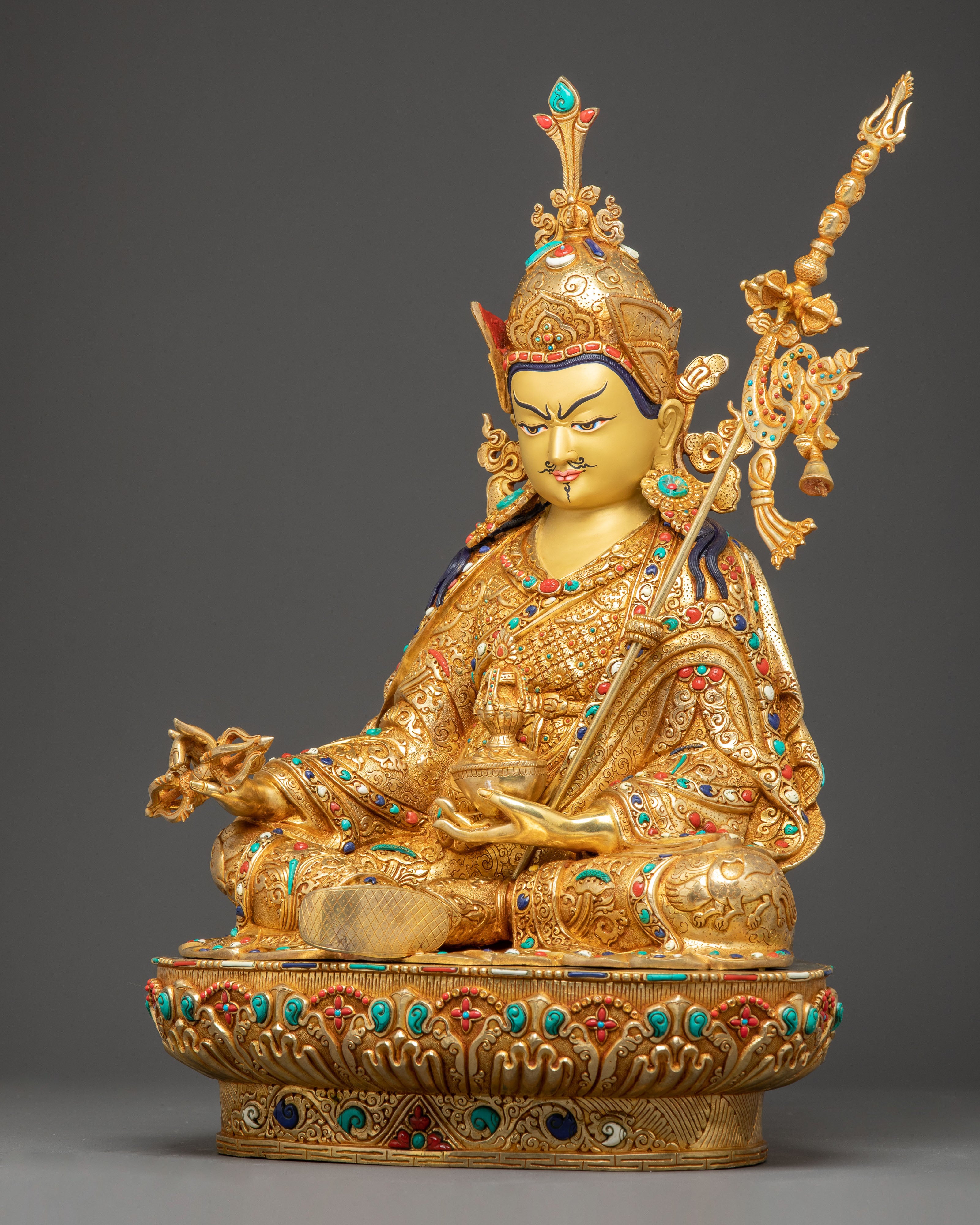 Golden Guru Rinpoche Statue | Padmasambhava Handcrafted Statue