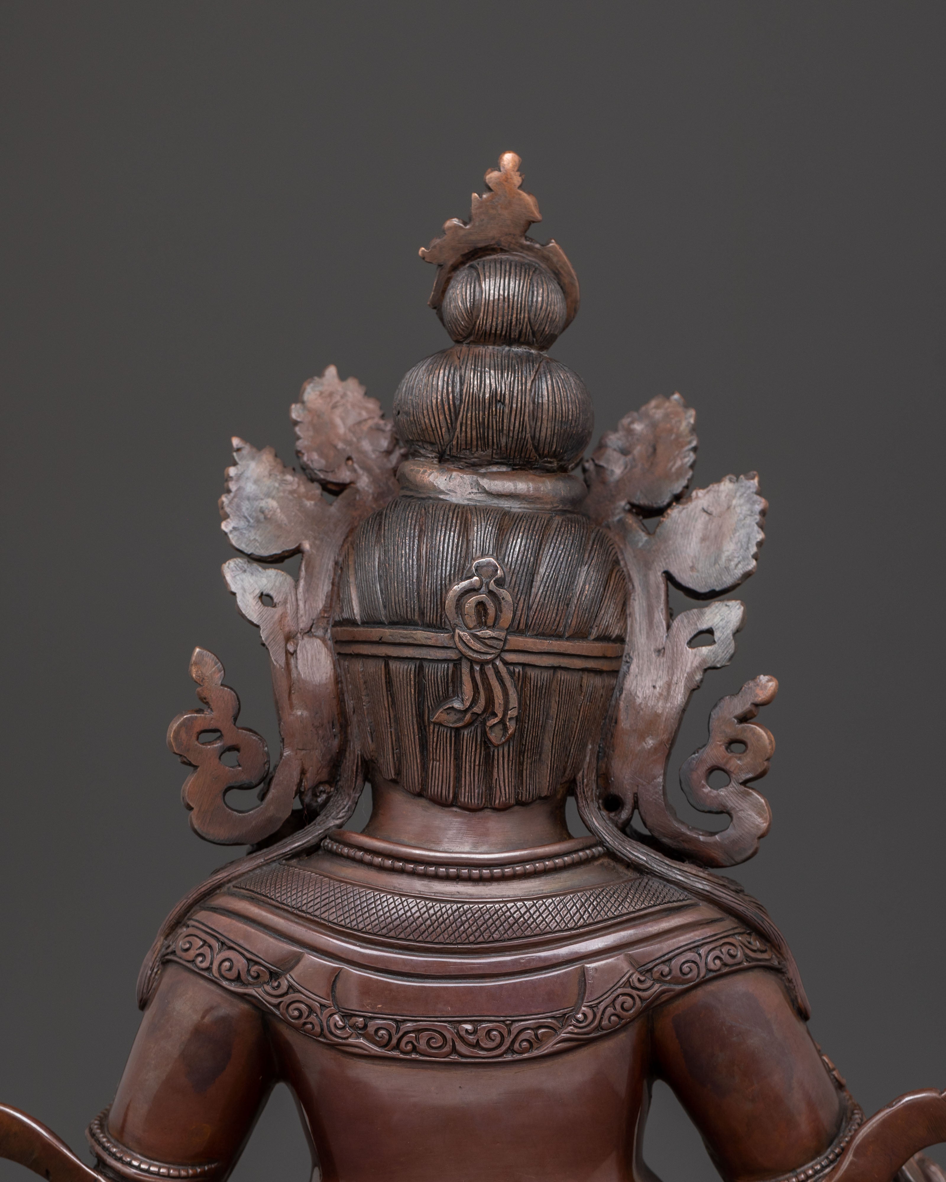 Dzambhala Sacred Tibetan Statue in Oxidized Copper