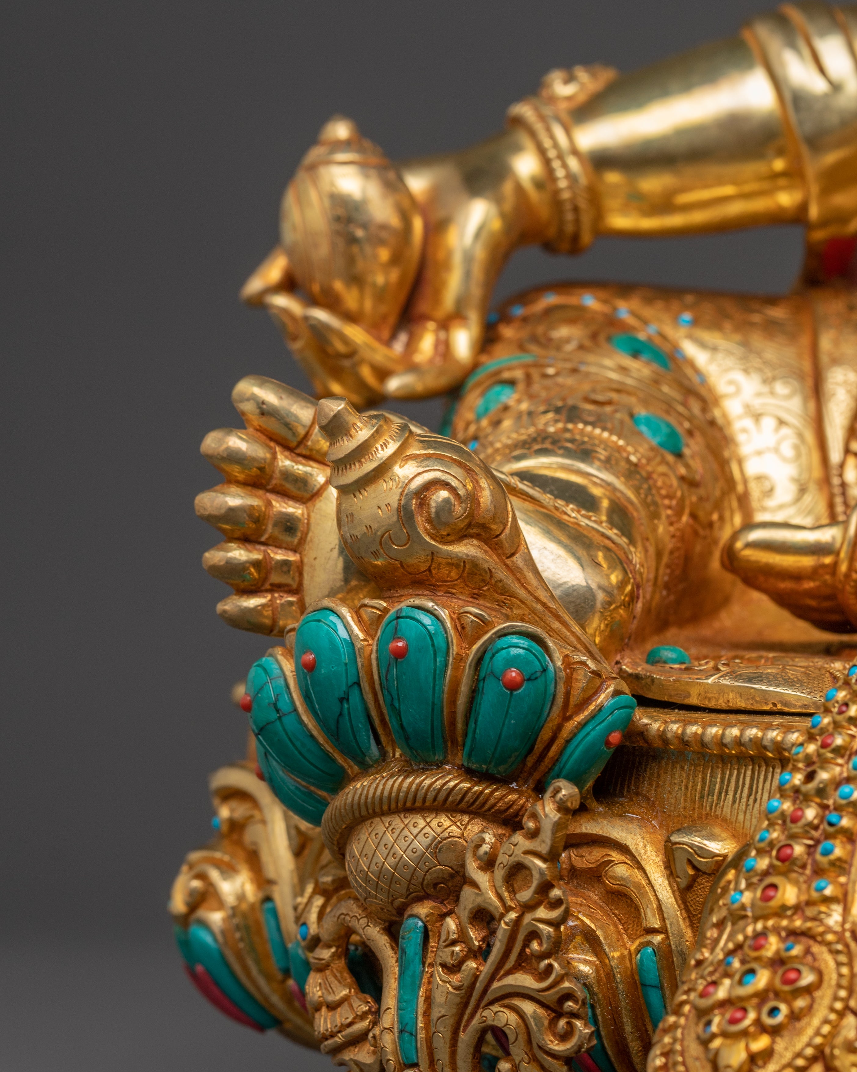 Handmade Sacred Dzambhala Statue: Buddhist God of Wealth