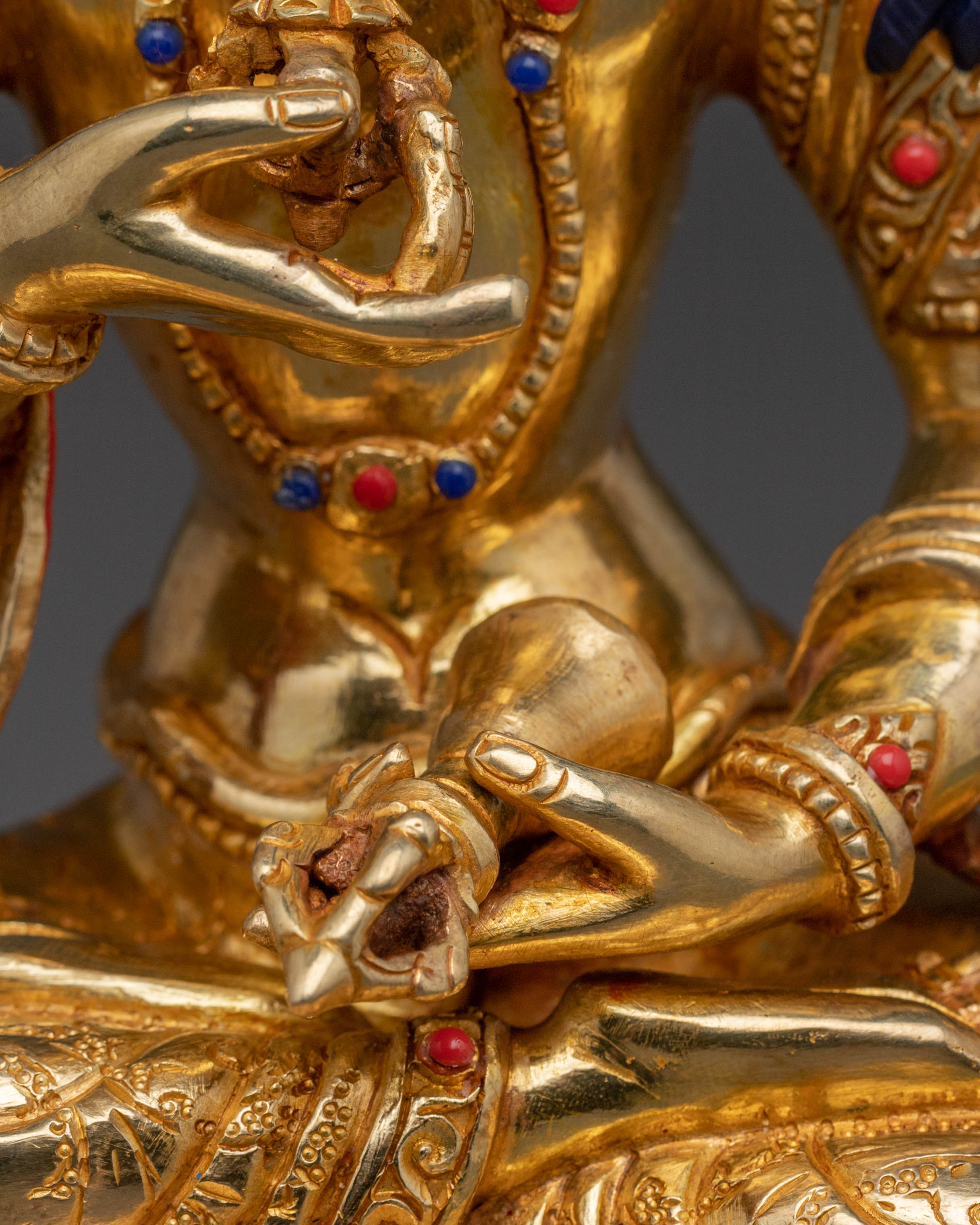 Statue of Vajrasattva for Sacred Spaces: Hand-Gilded Copper Artistry
