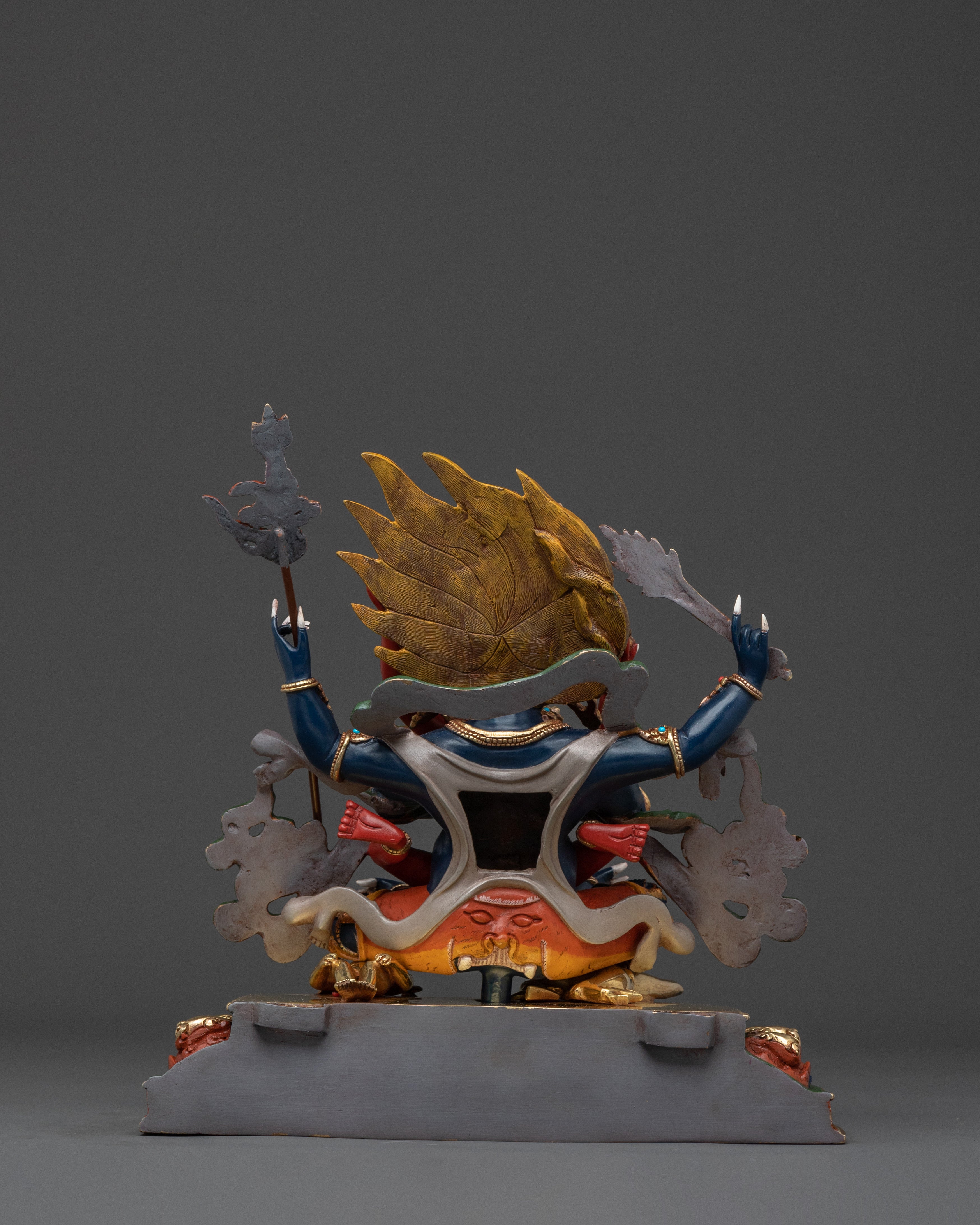 Chaturbhuja Mahakala Sculpture with Consort | Home Decor