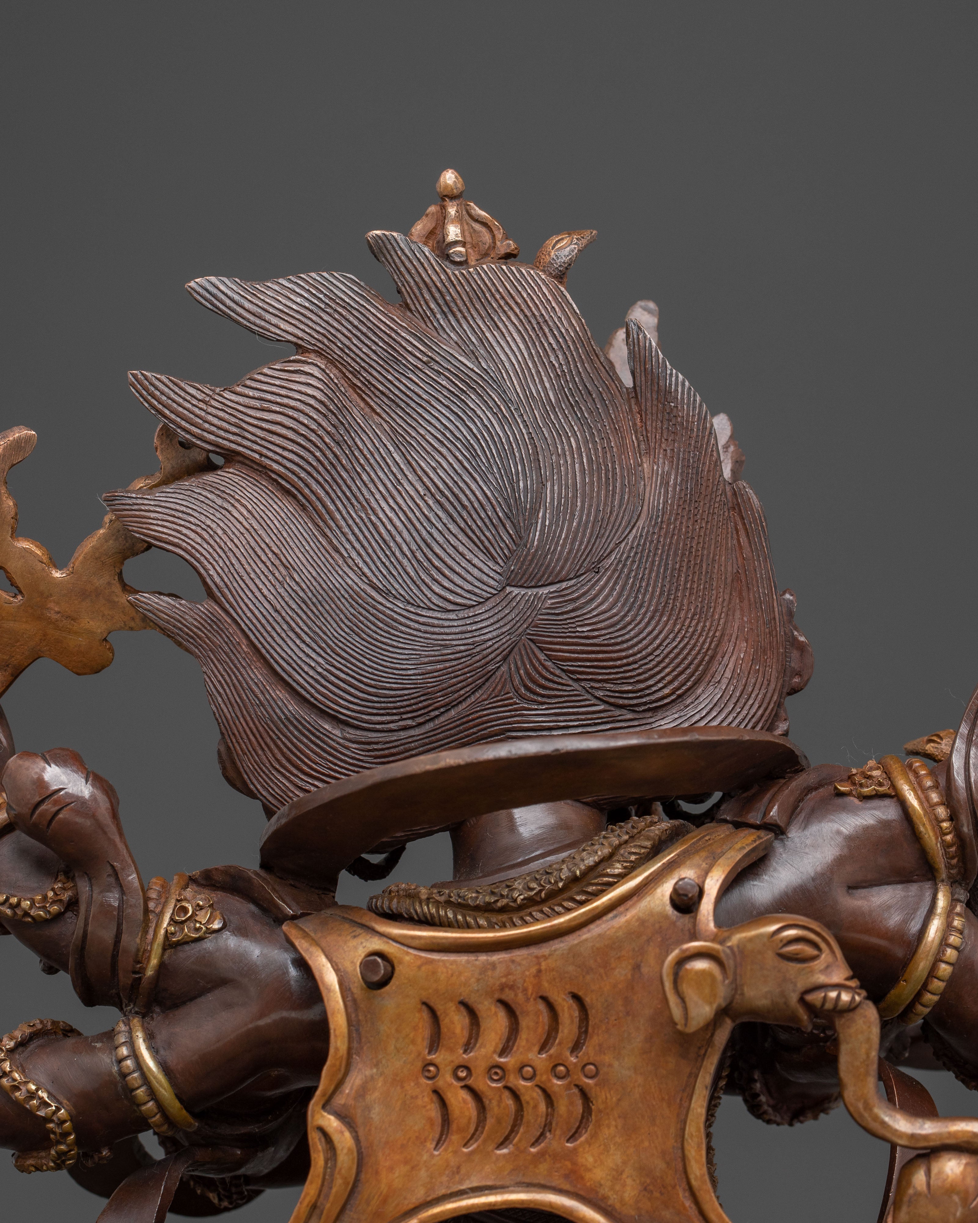 Six-Armed Mahakala Copper Statue | Guardian Figure