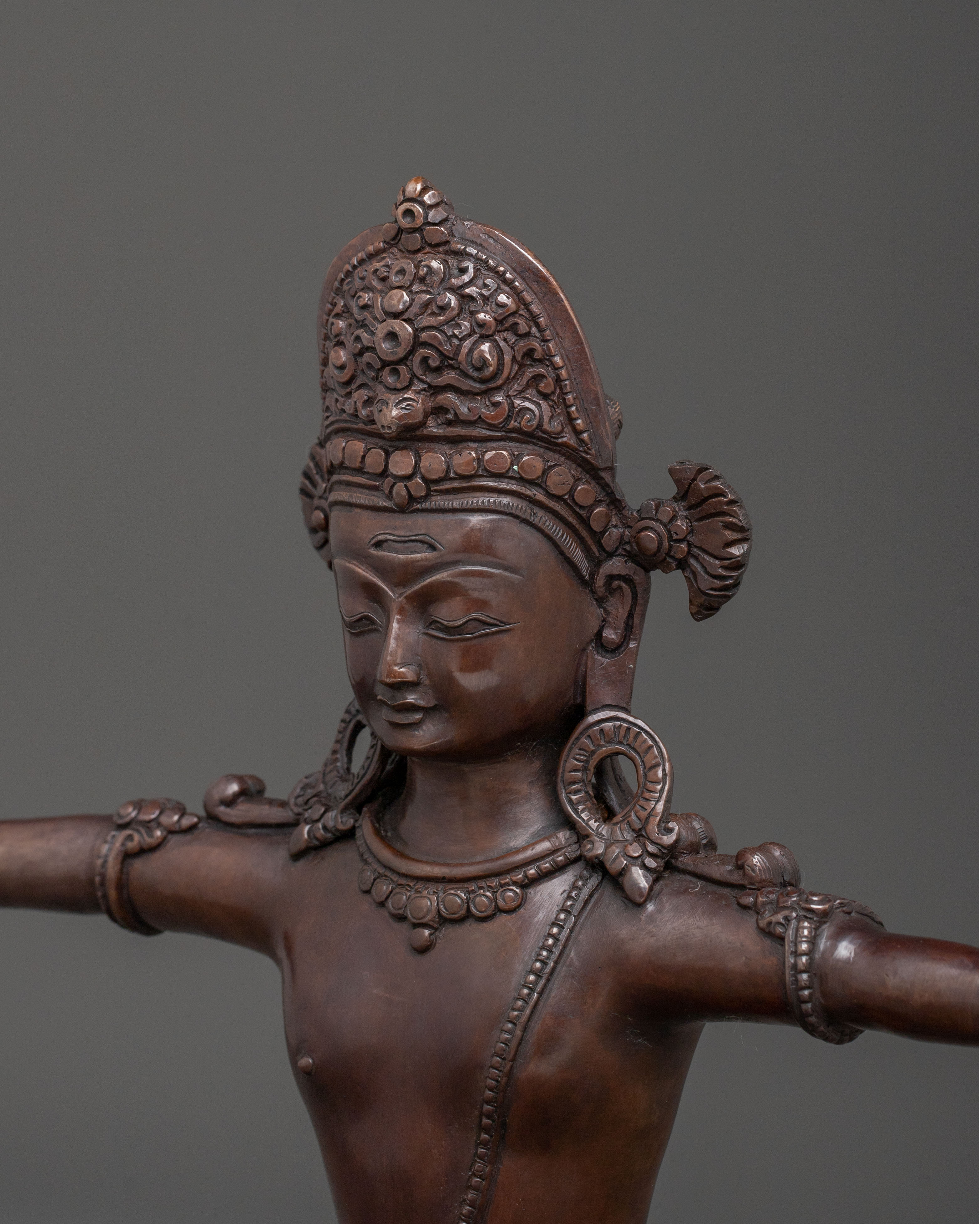 Indra Oxidized Copper Statue | Hindu Protector Deity