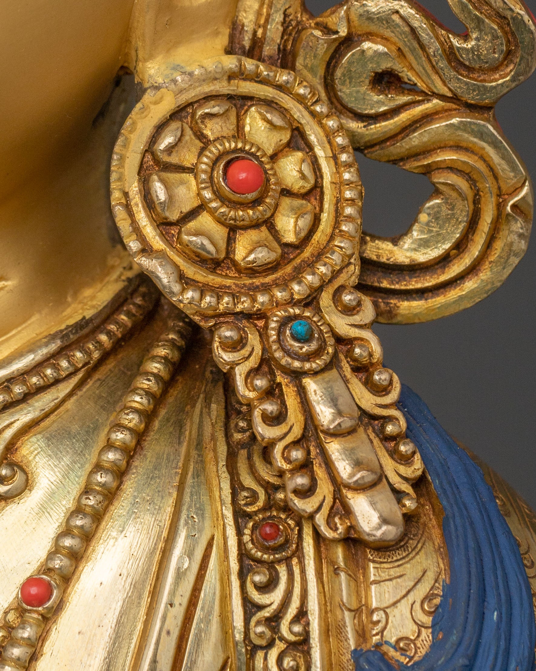 Tibetan Amitayus Traditional Sculpture in 24K Gold