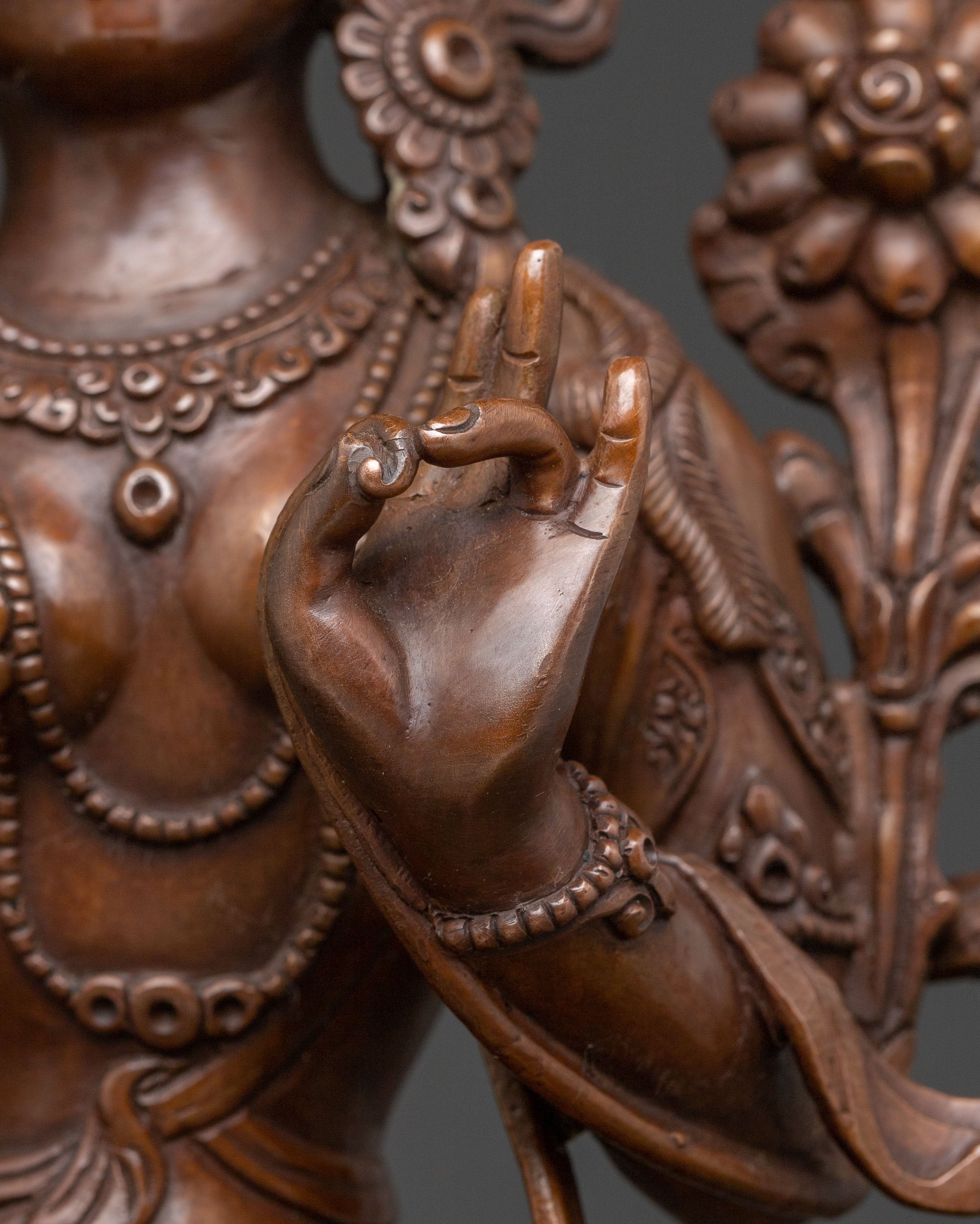 White Tara Sacred Copper Statue – Artisanal Finish