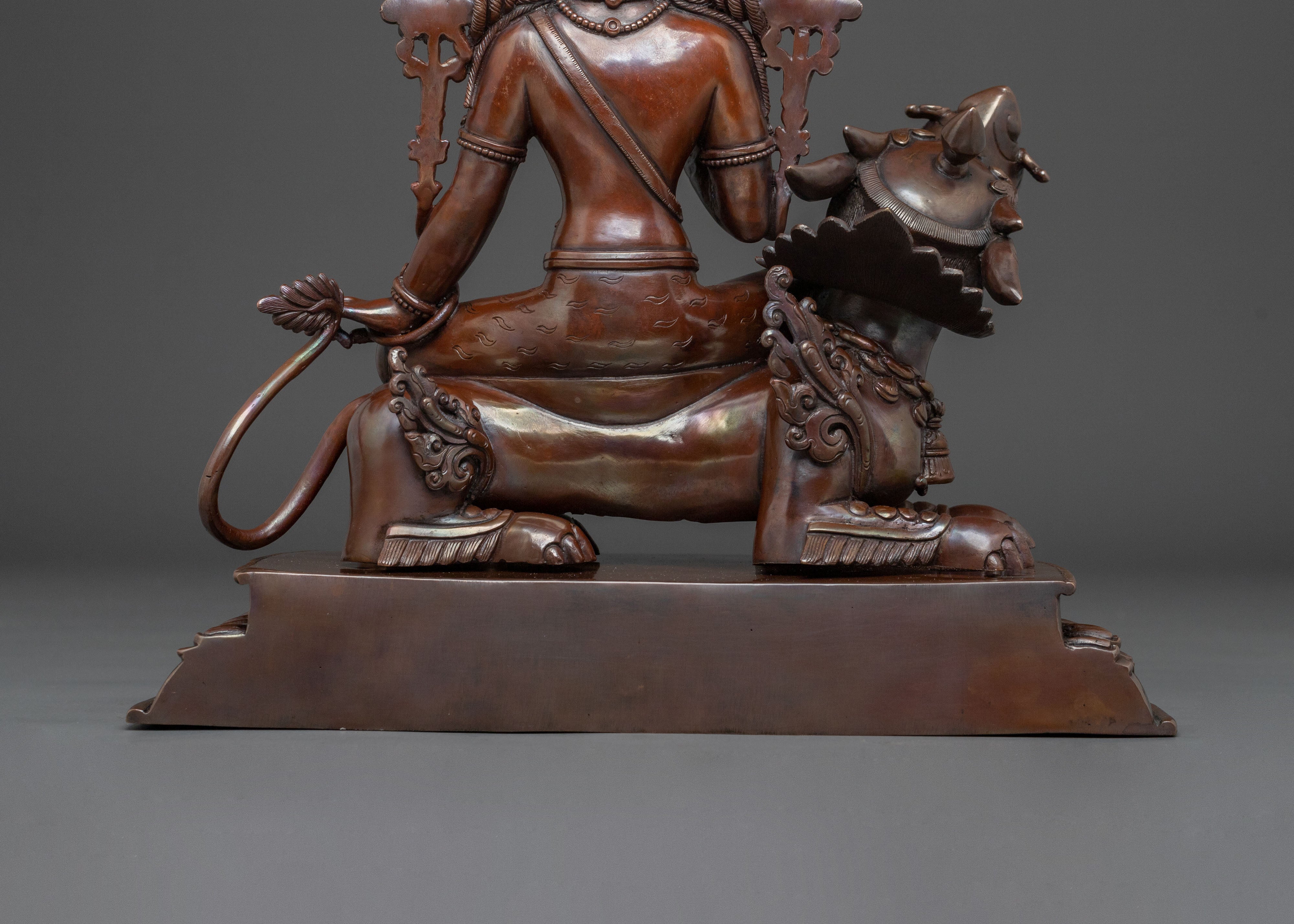 Simhanada Avalokiteshvara Statue | Oxidized Copper Body