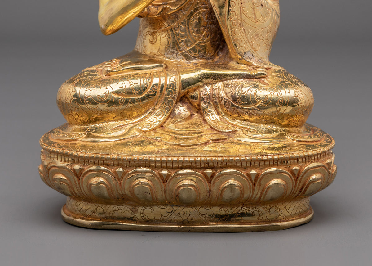 Vairocana 24K Fire Gold Gilded Statue: Radiant Copper Divinity