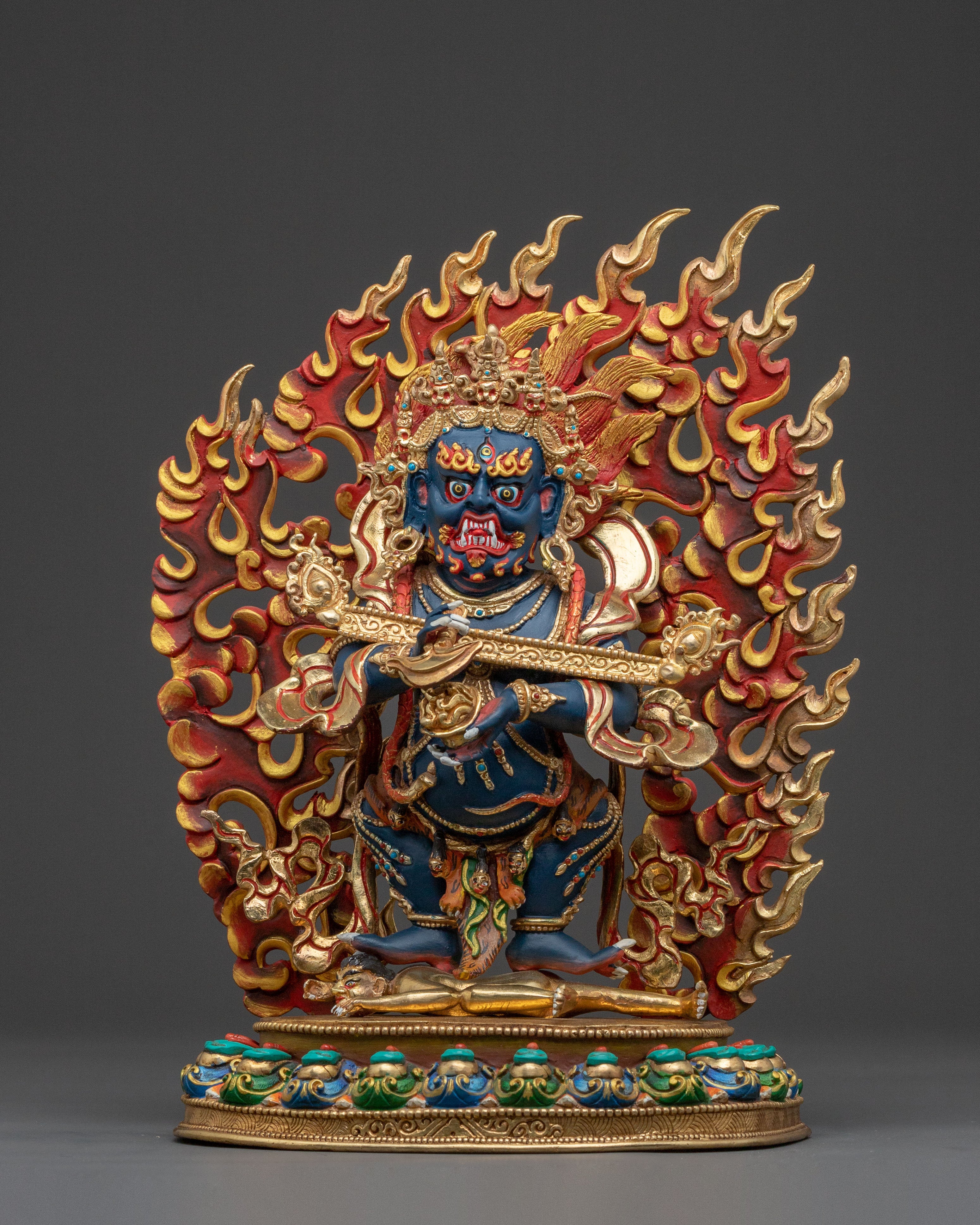Statue of Shakya Mahakala | Exquisite 24K Gold Gilded Handcrafted
