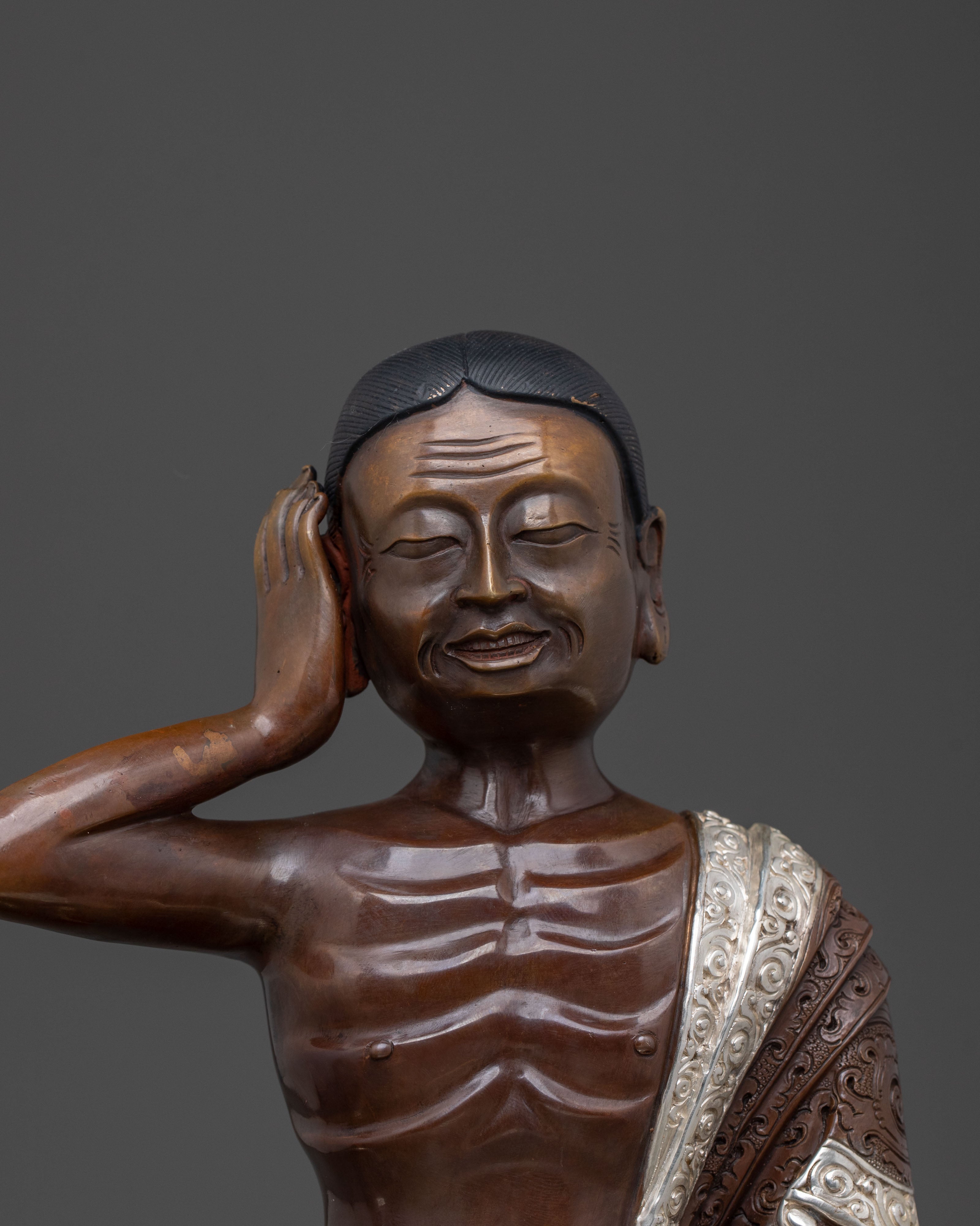 Divine Milarepa Sculpture | Oxidized Copper Body