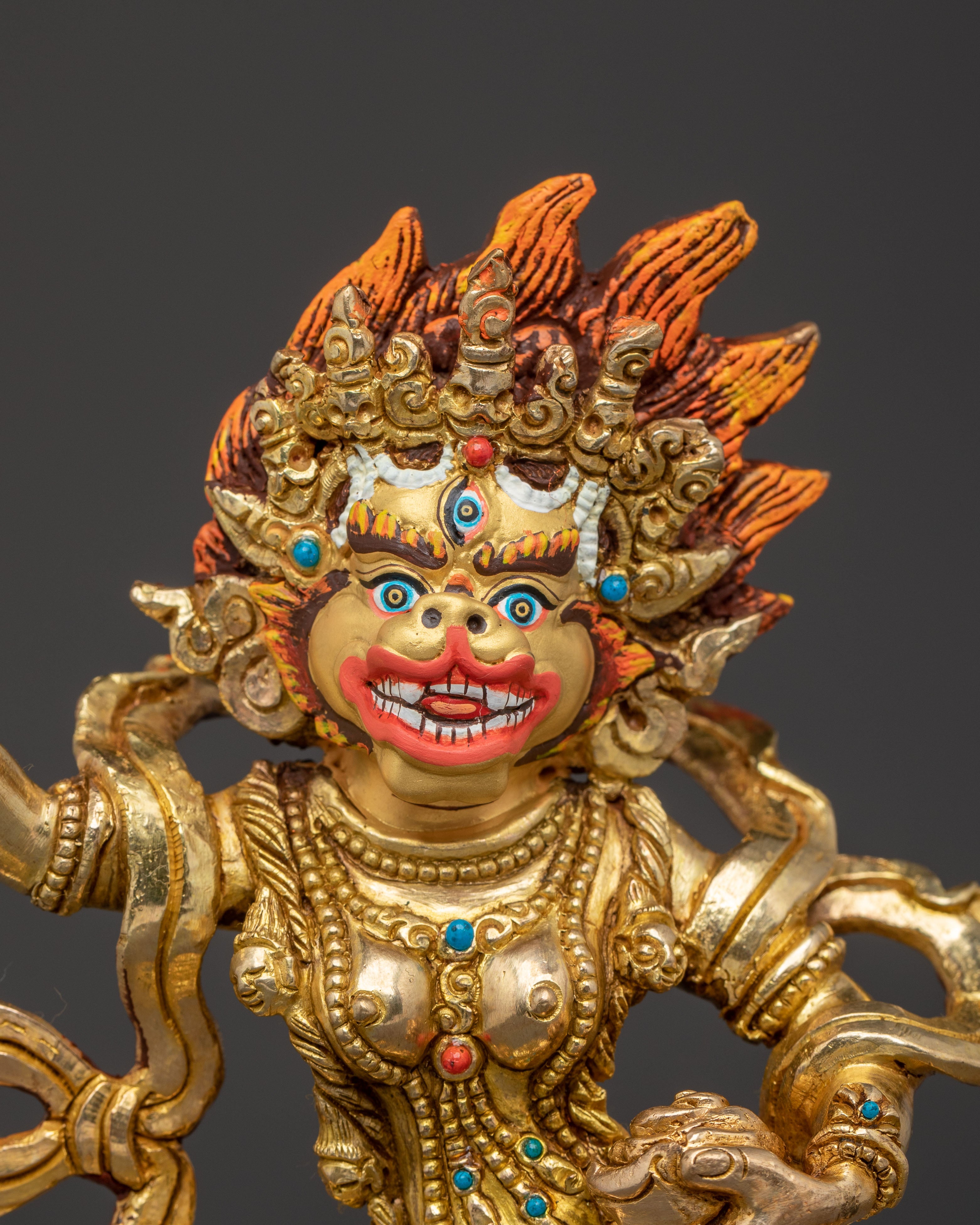 Handcrafted Dharma Protector Simhamukha Statue