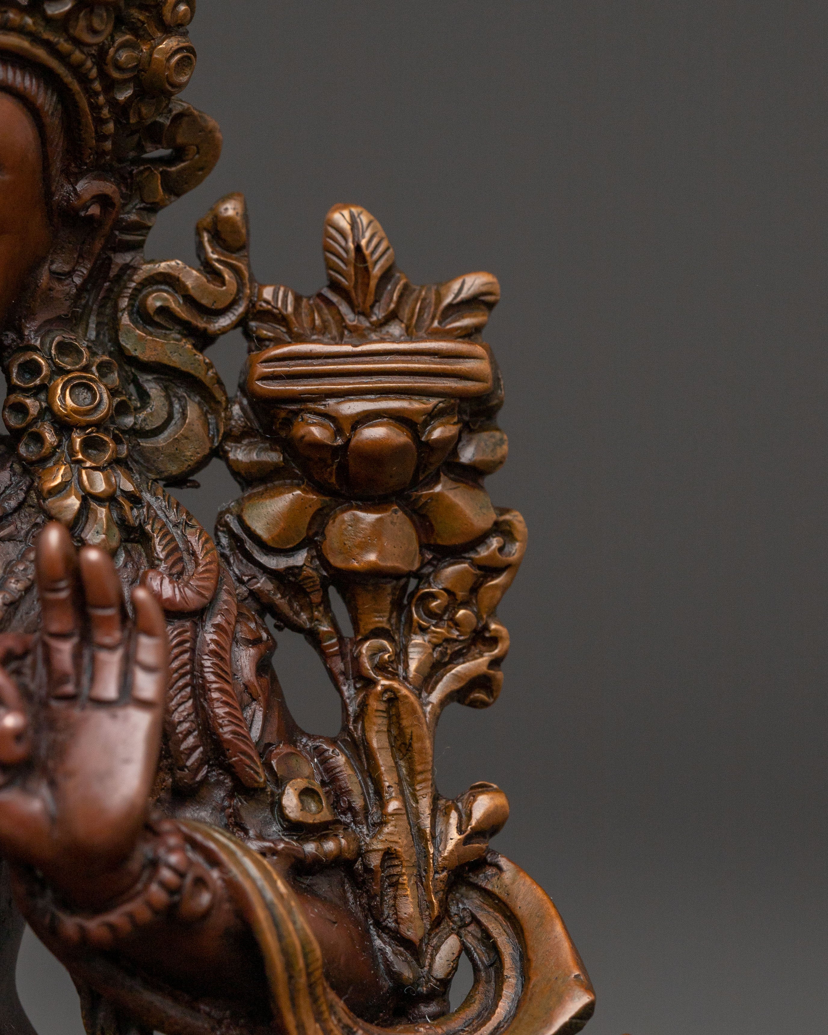 Tibetan Manjushri Handcrafted Statue - Oxidized Copper Statue