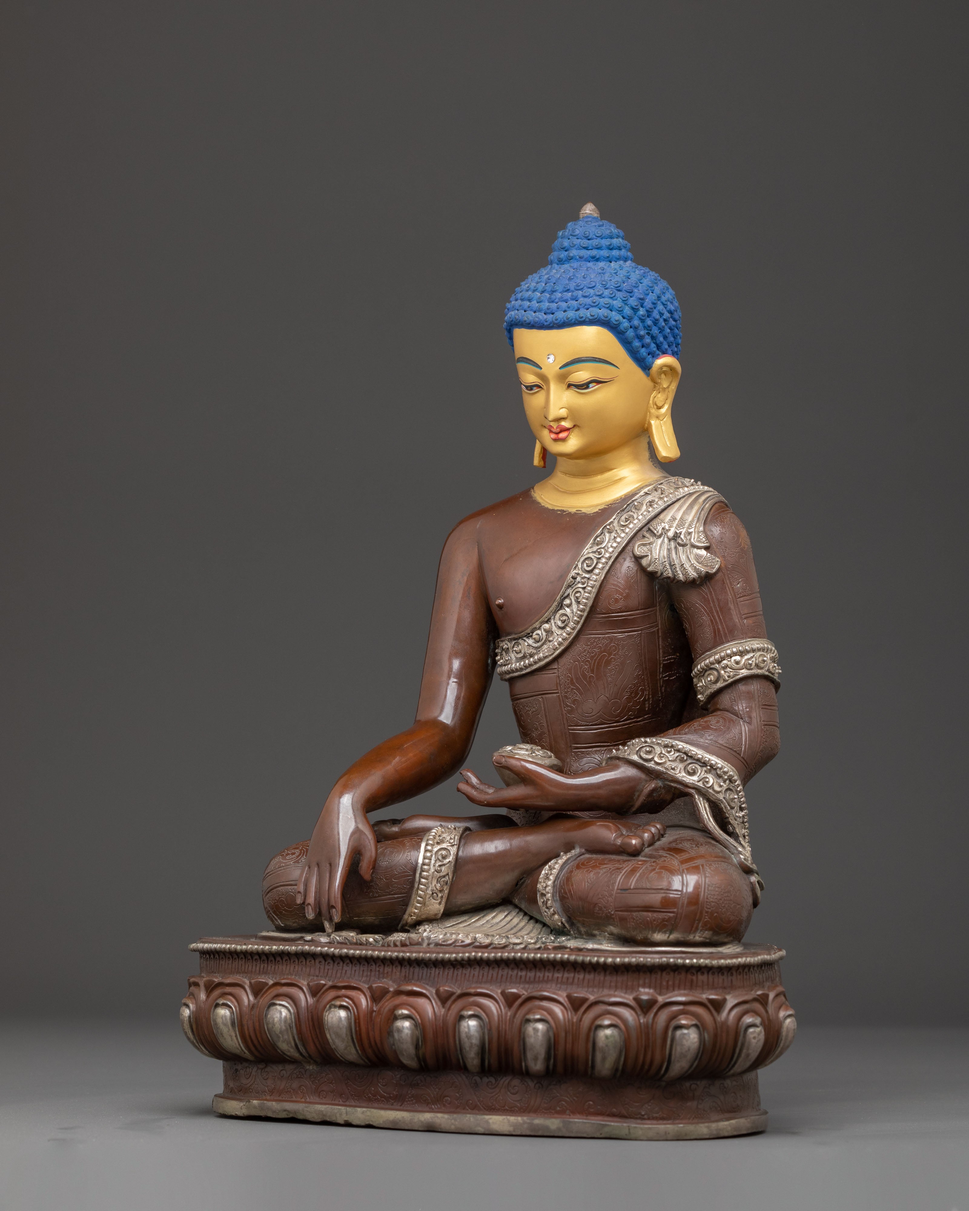 Handmade Oxidized Shakyamuni Buddha Statue | Home Decor
