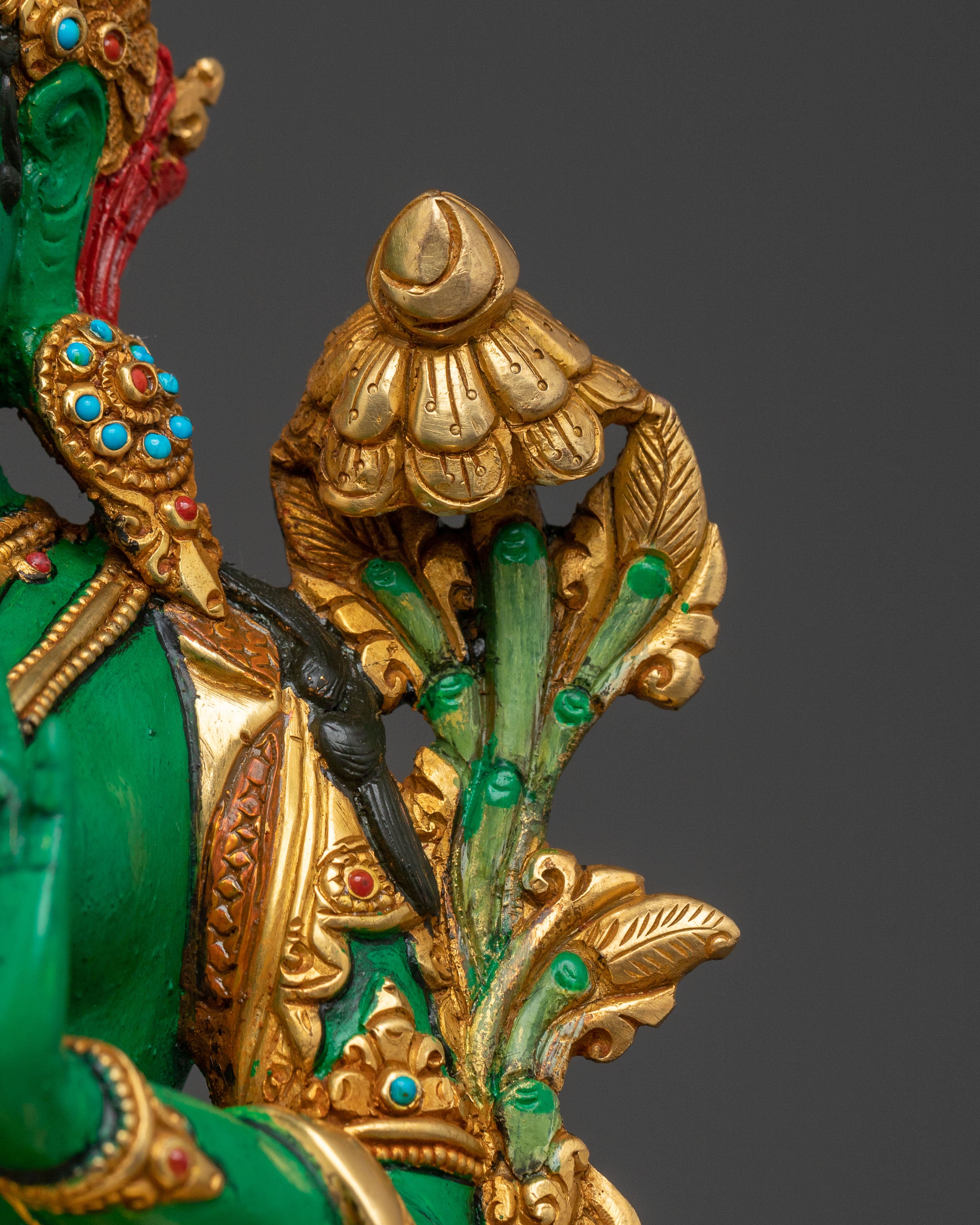 Green Tara Traditional Statue of Protection - Handcrafted Serenity